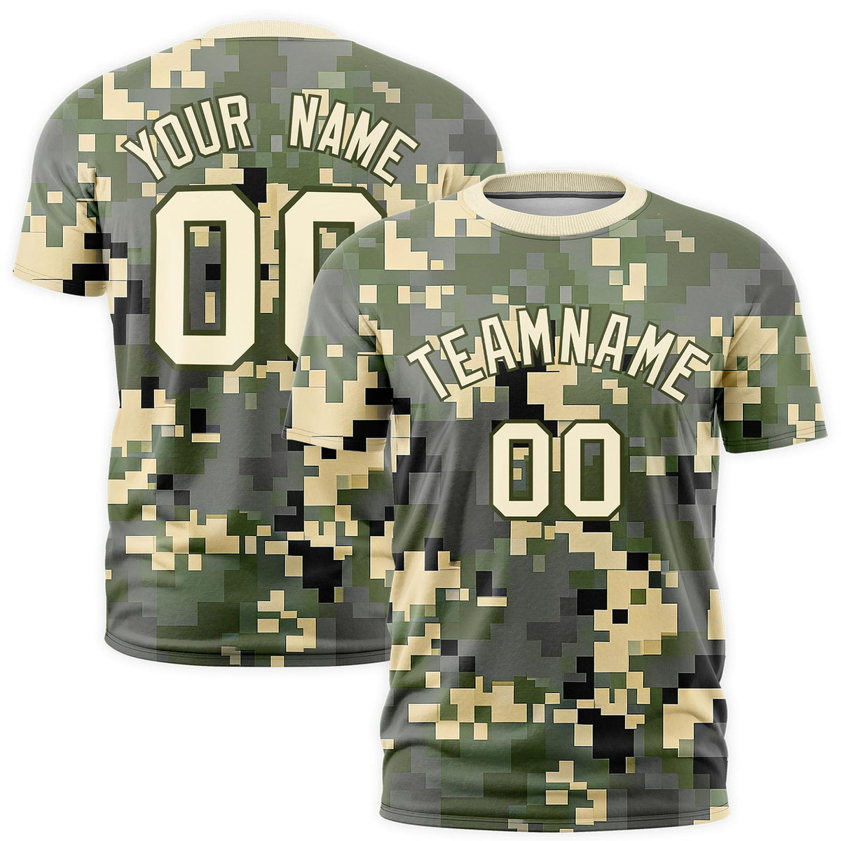 Custom Camo T-shirts Light Khaki Olive Jungle Camouflage Training Shirts
