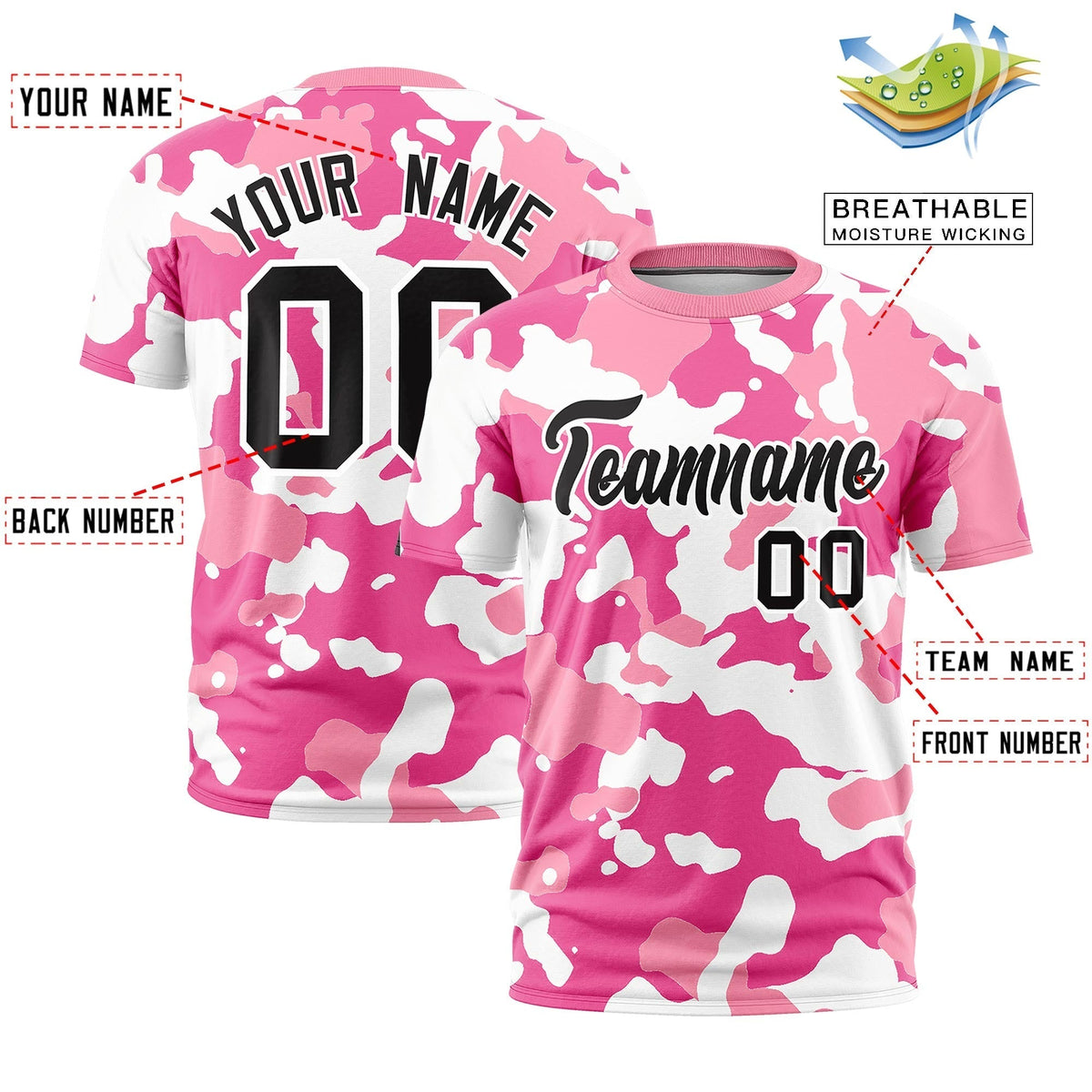 Custom Camo T-shirts Pink White Jungle Camouflage Training Shirts