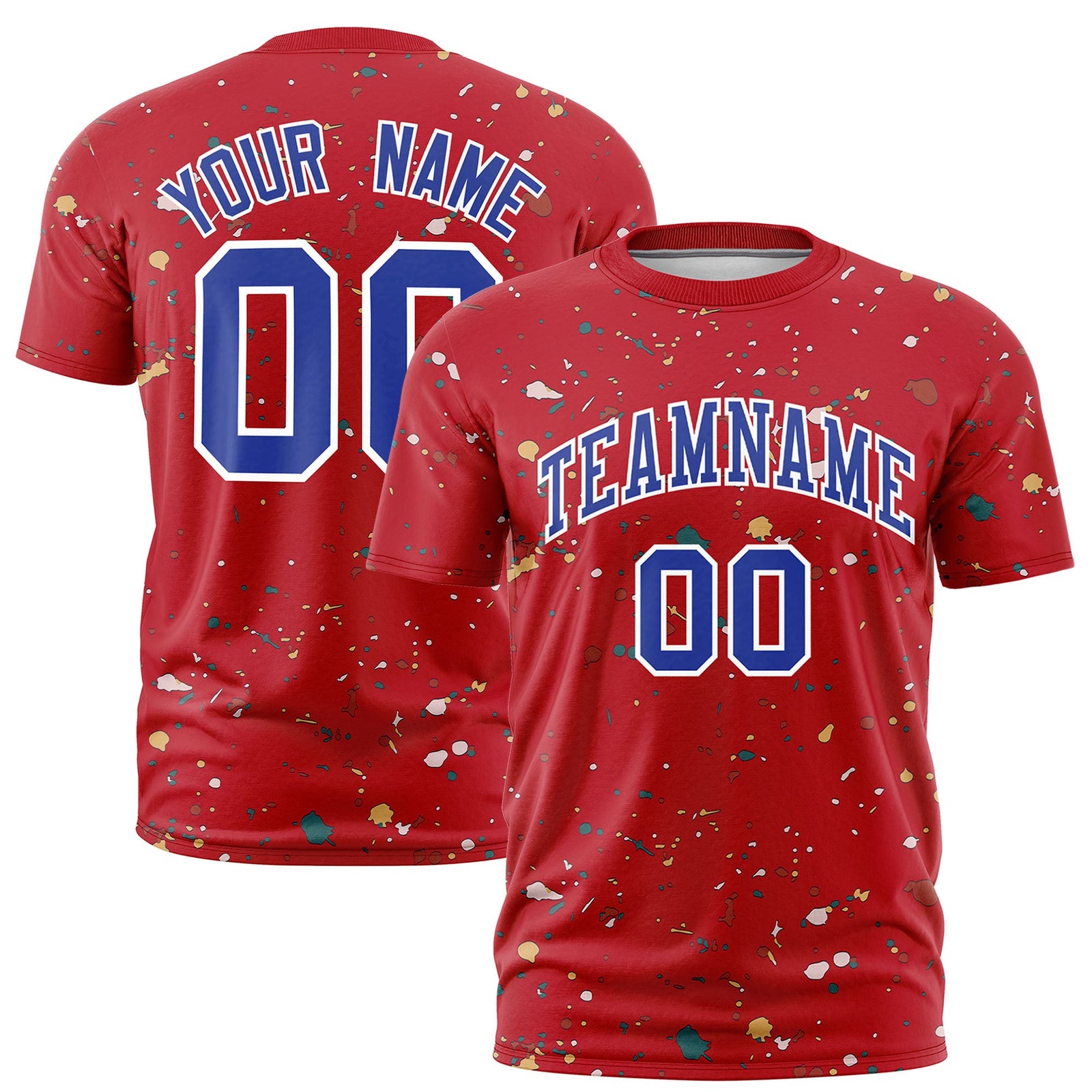 Custom Red Royal Blue White Spray Painting Graffiti Pattern Personalization T-shirt| KXKSHOP