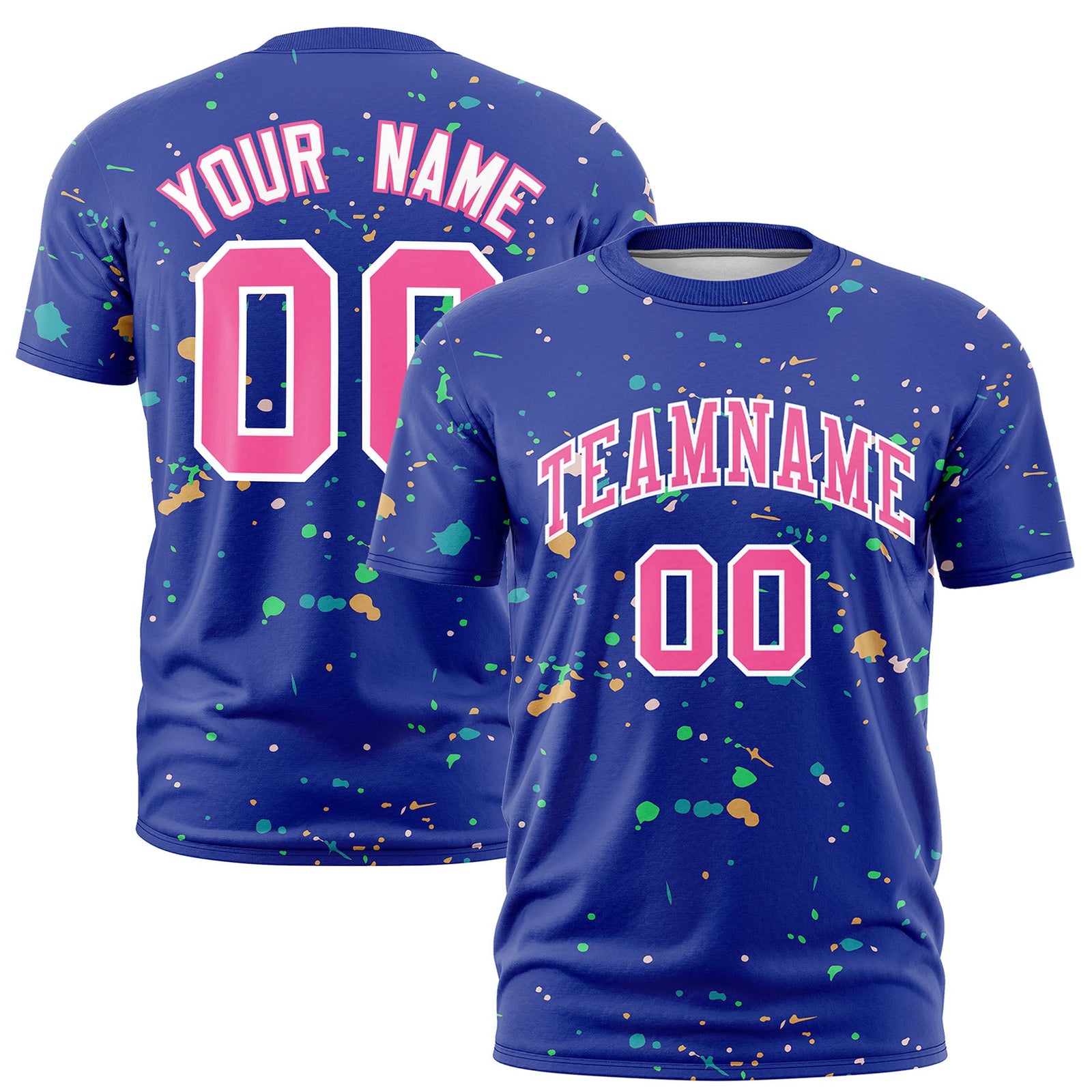 Custom Royal Blue Pink White Spray Painting Graffiti Pattern Personalization T-shirt| KXKSHOP