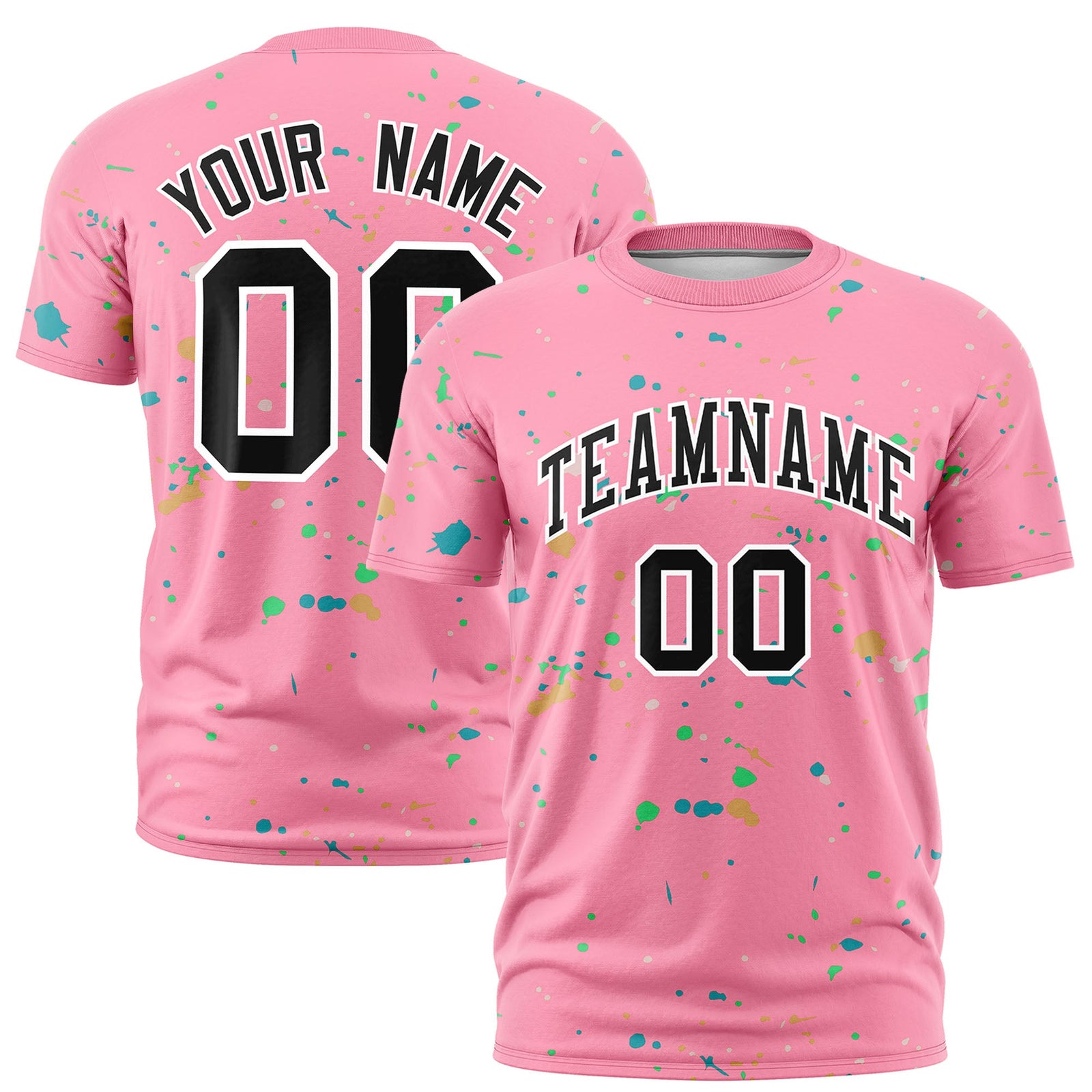 Custom Light Pink Black White Spray Painting Graffiti Pattern Personalization T-shirt| KXKSHOP