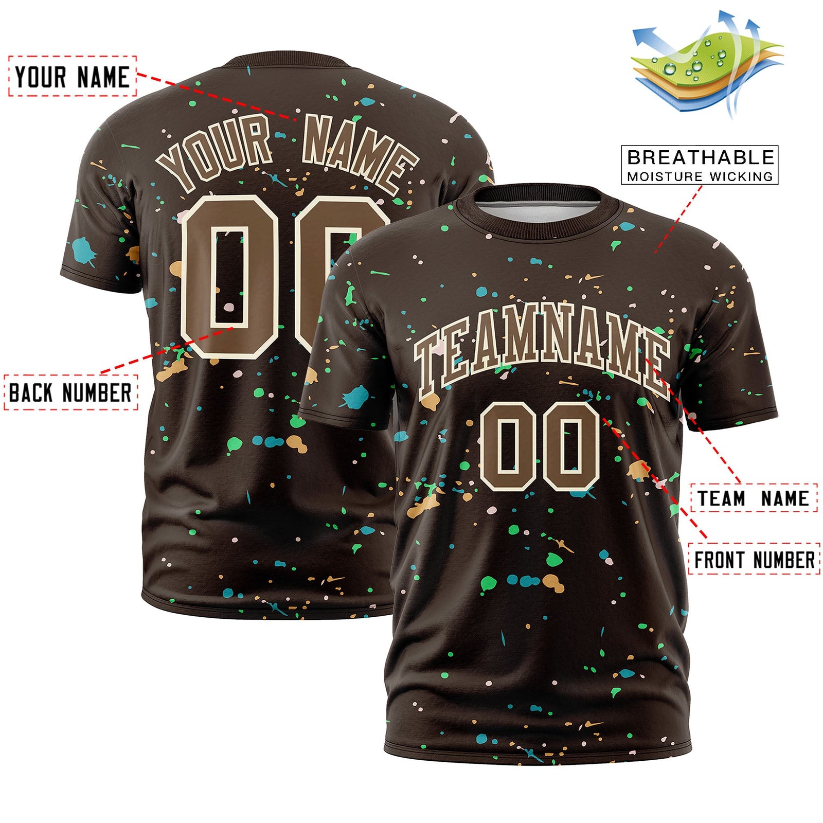 Custom Brown Light Brown Cream Spray Painting Graffiti Pattern Personalization T-shirt| KXKSHOP