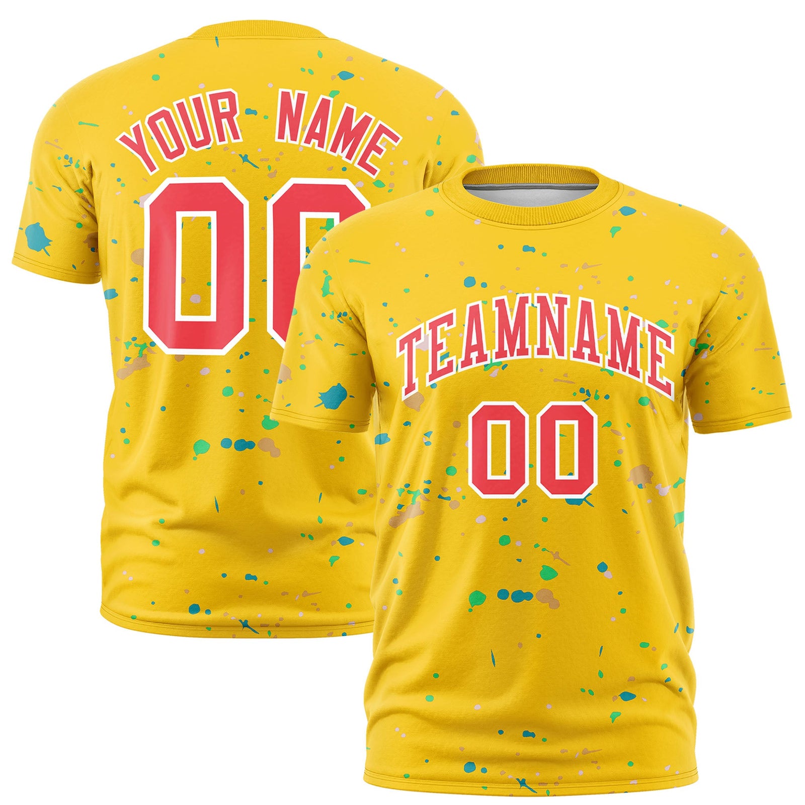 Custom Gold Light Red White Spray Painting Graffiti Pattern Personalization T-shirt| KXKSHOP