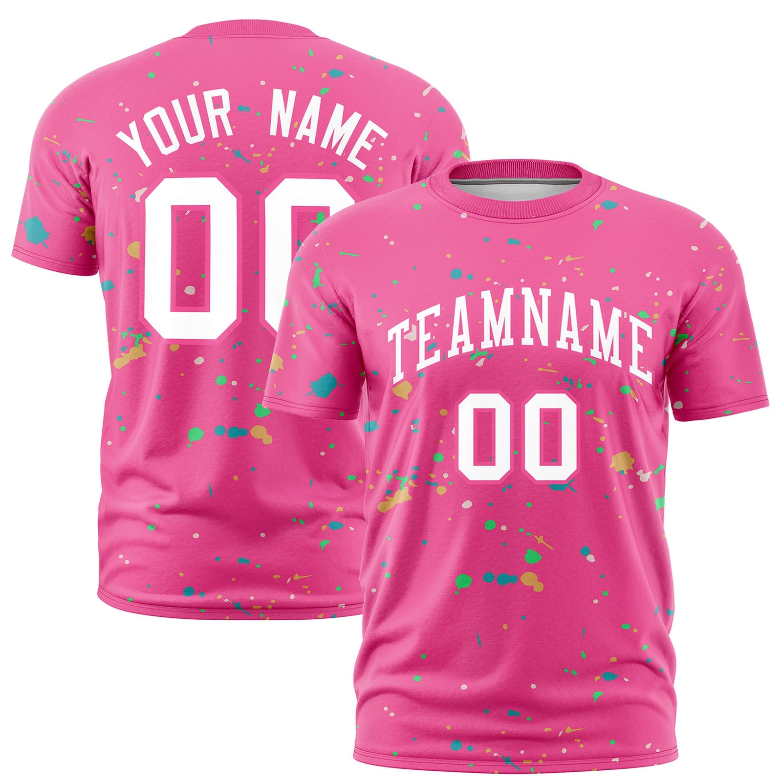 Custom Pink White Spray Painting Graffiti Pattern Personalization T-shirt| KXKSHOP