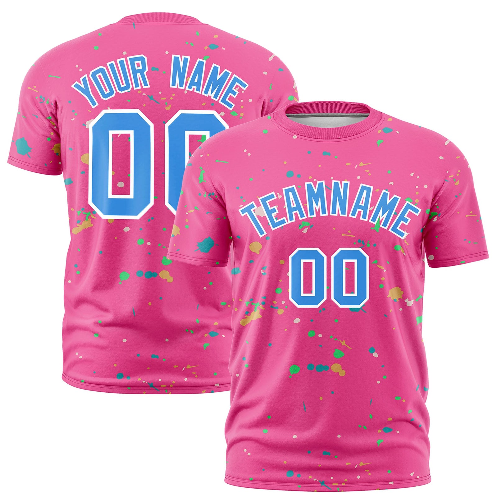 Custom Pink Powder Blue White Spray Painting Graffiti Pattern Personalization T-shirt| KXKSHOP