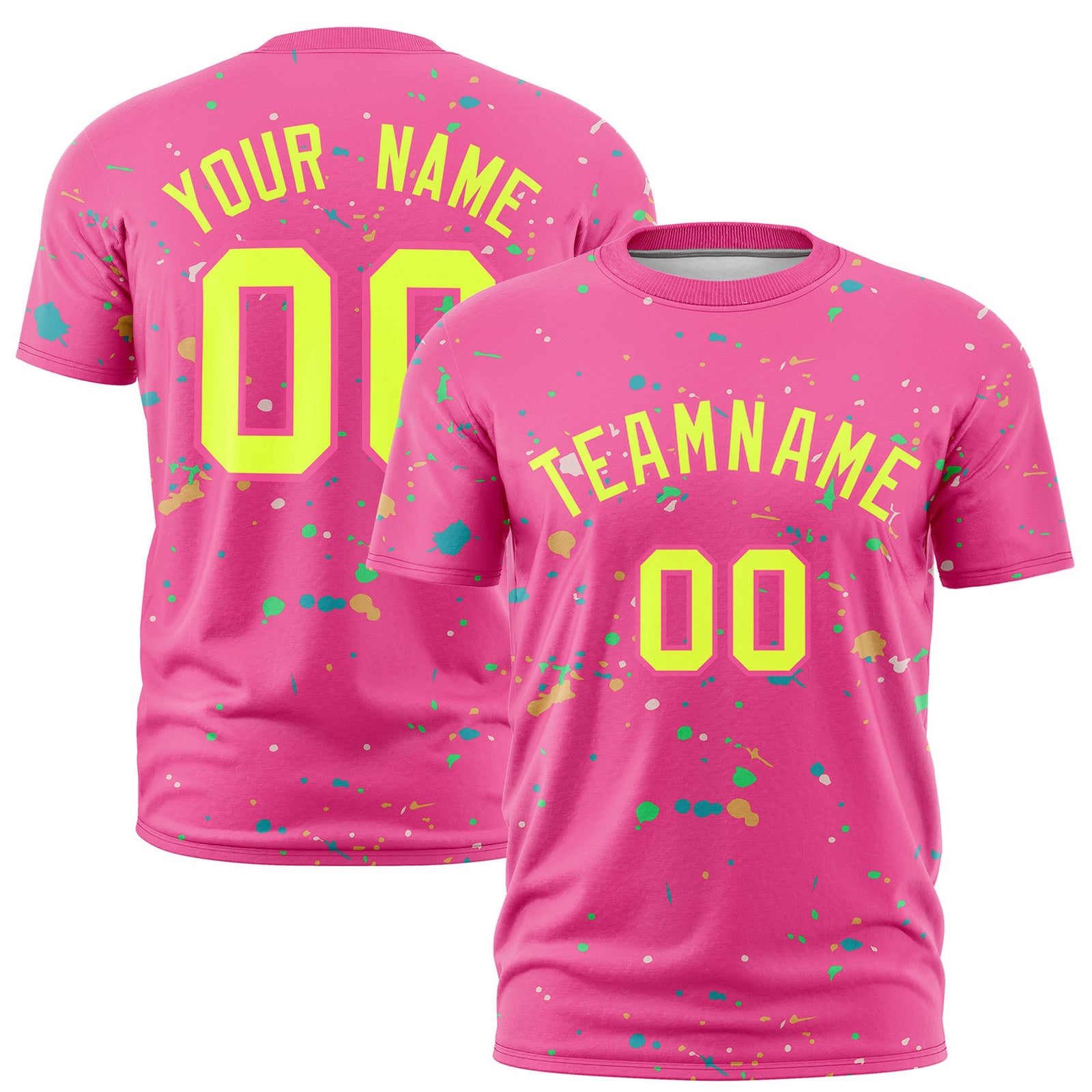 Custom Pink Fluorescent Green Spray Painting Graffiti Pattern Personalization T-shirt| KXKSHOP
