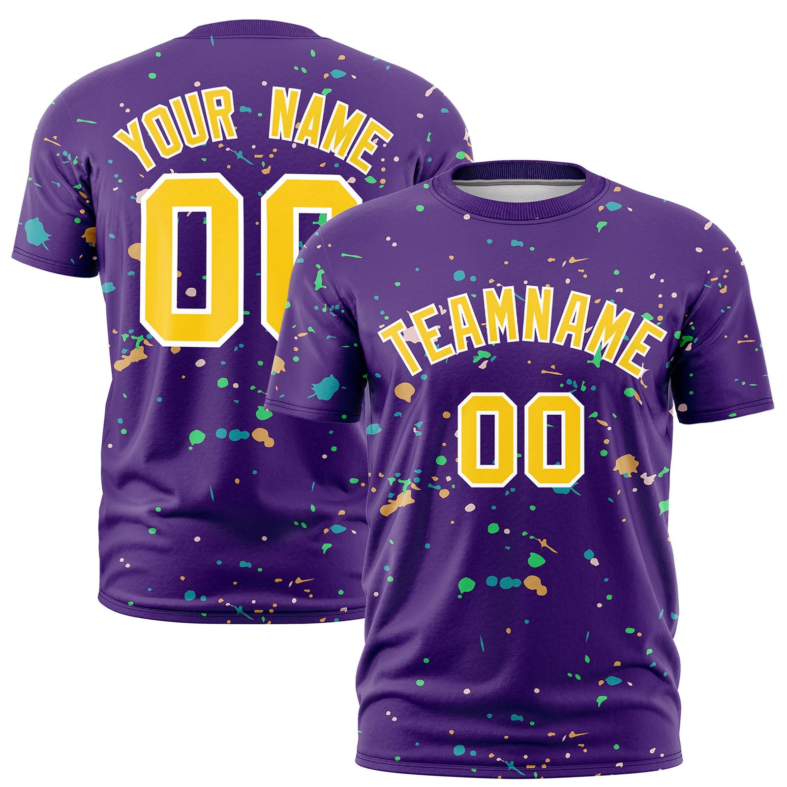 Custom Purple Gold White Spray Painting Graffiti Pattern Personalization T-shirt