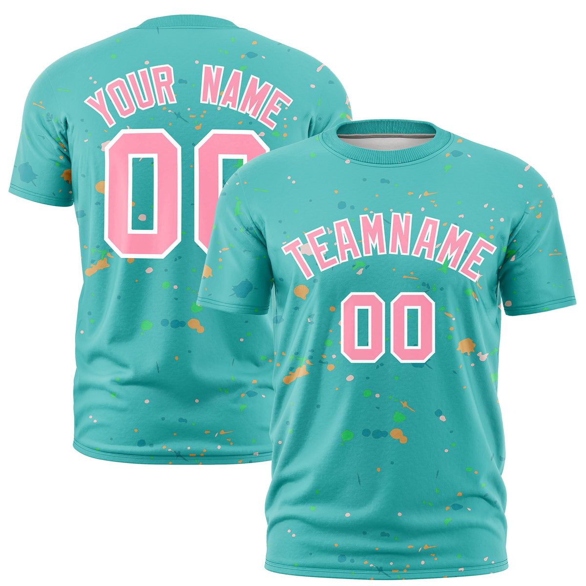 Custom Teal Light Pink White Spray Painting Graffiti Pattern Personalization T-shirt| KXKSHOP