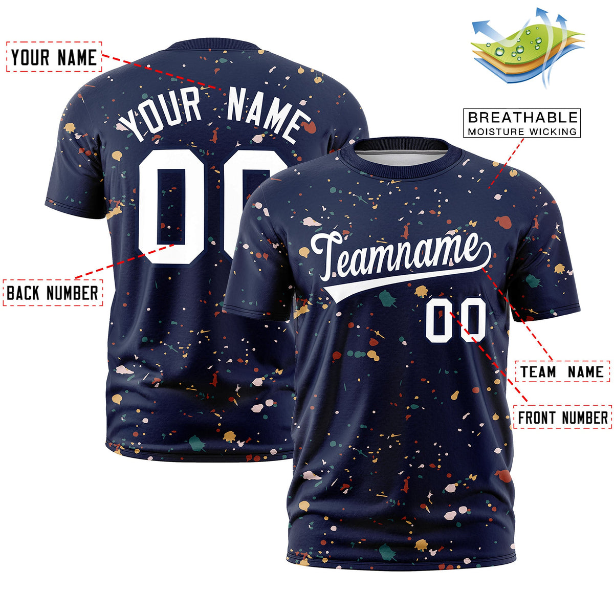 Custom Navy White Spray Painting Graffiti Pattern Personalization T-shirt| KXKSHOP