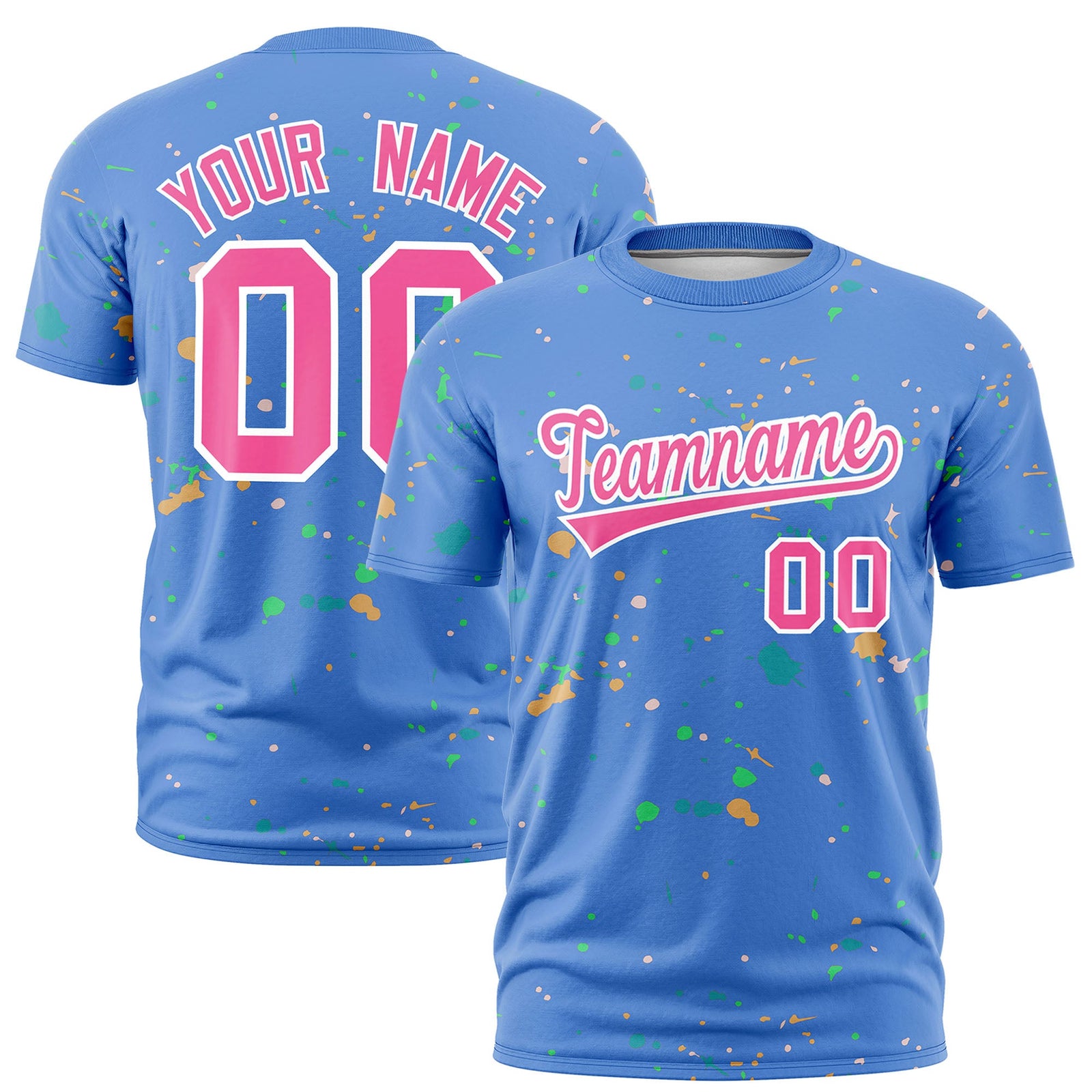 Custom Light Blue Pink White Spray Painting Graffiti Pattern Personalization T-shirt| KXKSHOP