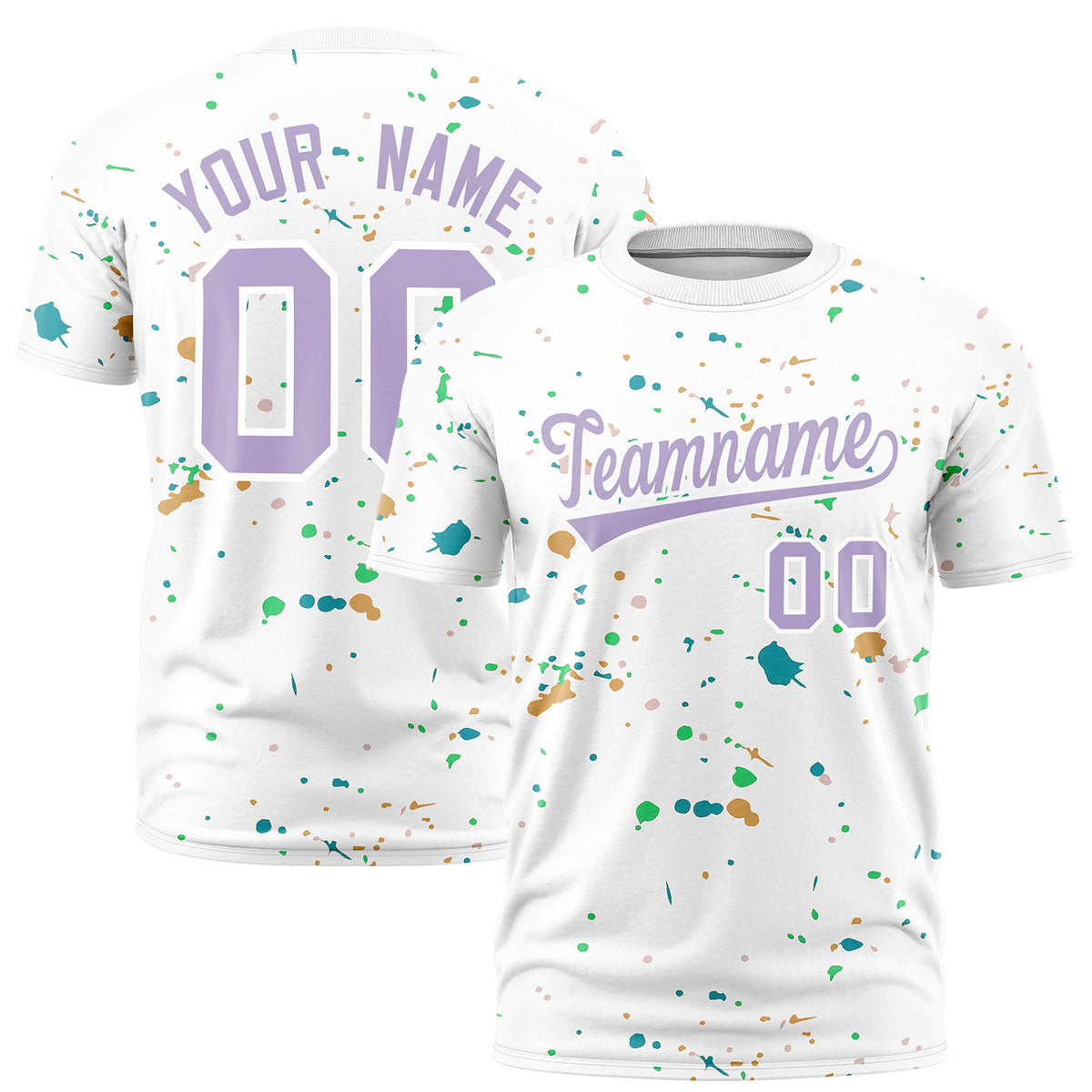 Custom White Light Purple Spray Painting Graffiti Pattern Personalization T-shirt| KXKSHOP