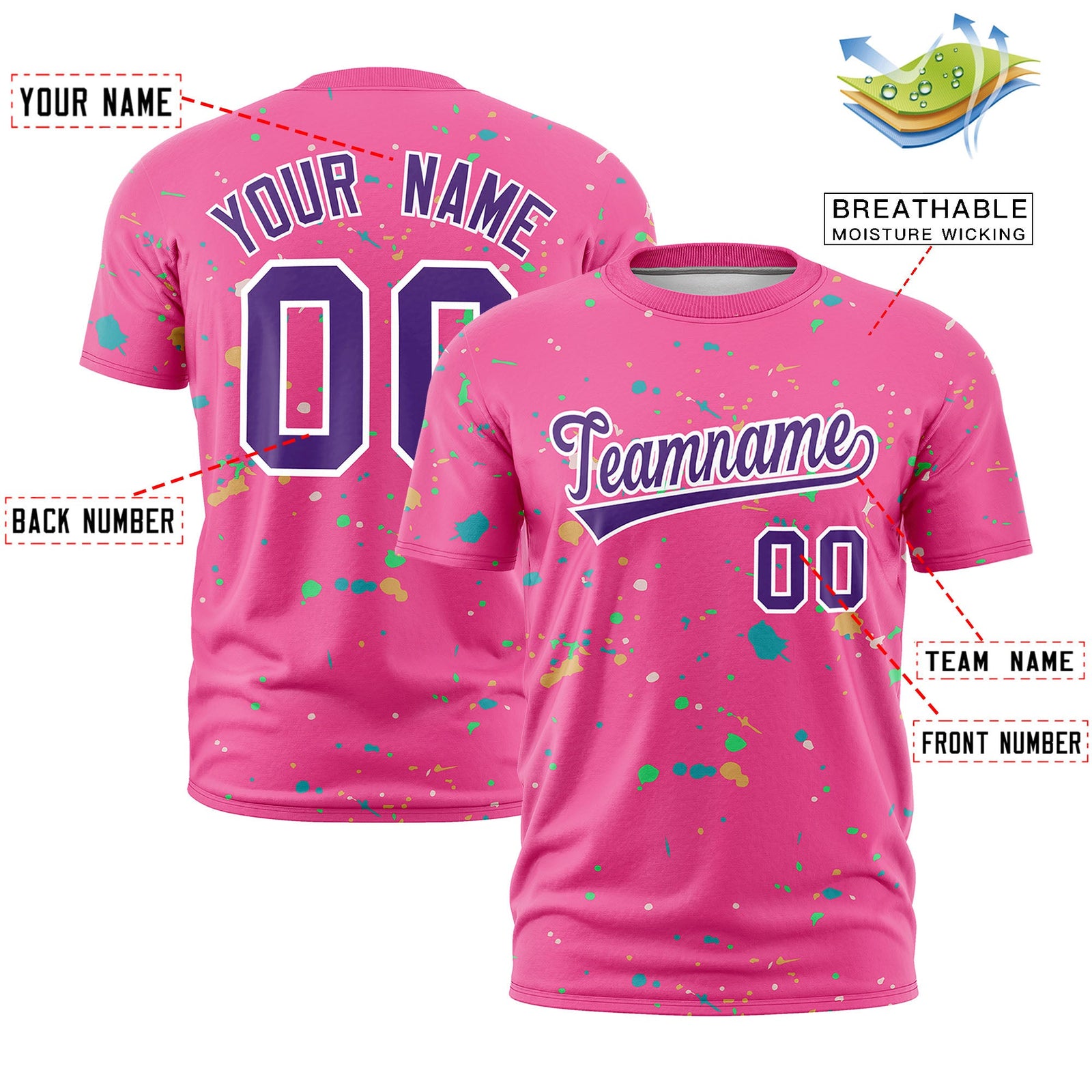 Custom Pink Purple White Spray Painting Graffiti Pattern Personalization T-shirt| KXKSHOP
