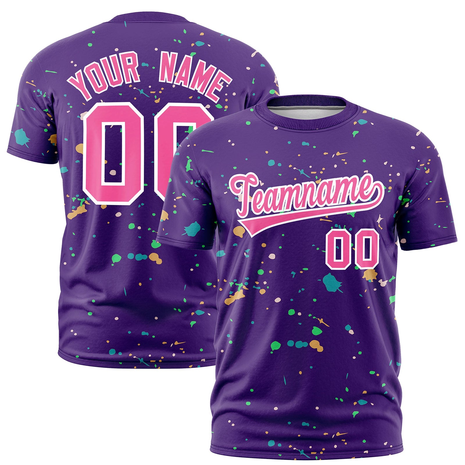 Custom Purple Pink White Spray Painting Graffiti Pattern Personalization T-shirt| KXKSHOP