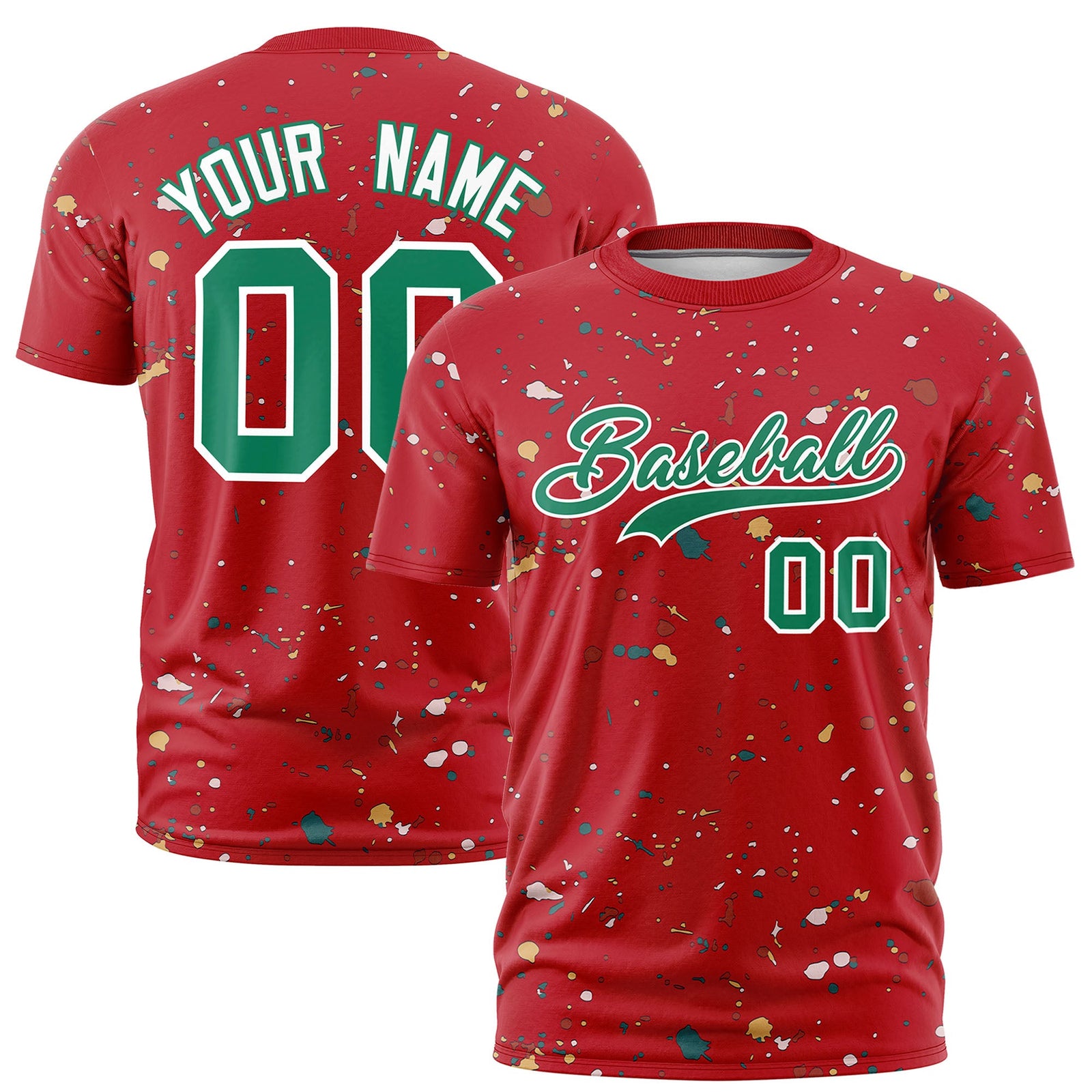 Custom Red Kelly Green White Spray Painting Graffiti Pattern Personalization T-shirt| KXKSHOP