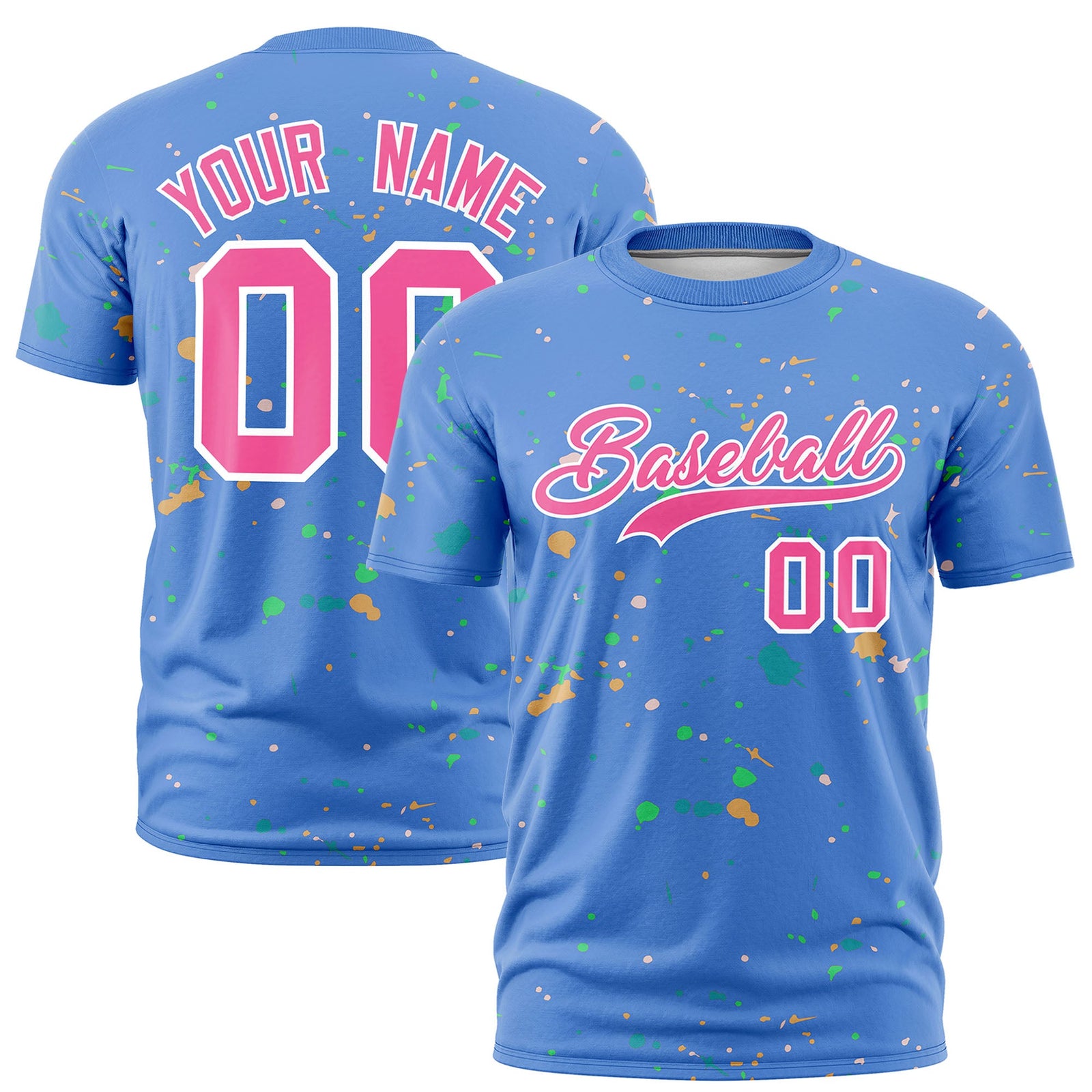 Custom Light Blue Pink White Spray Painting Graffiti Pattern Personalization T-shirt| KXKSHOP