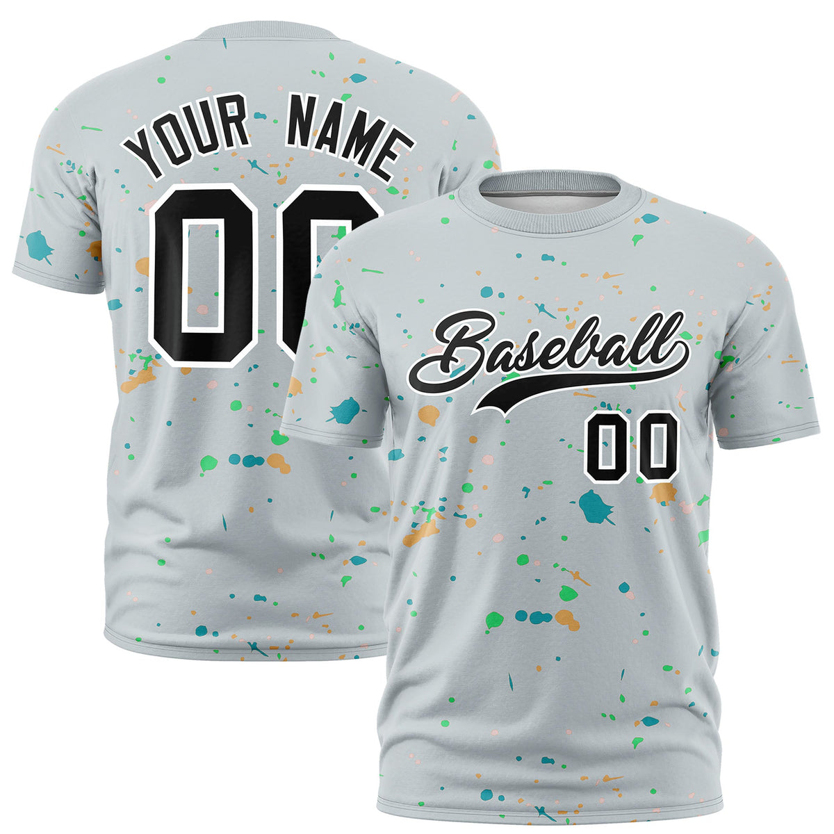 Custom Silver Black White Spray Painting Graffiti Pattern Personalization T-shirt| KXKSHOP