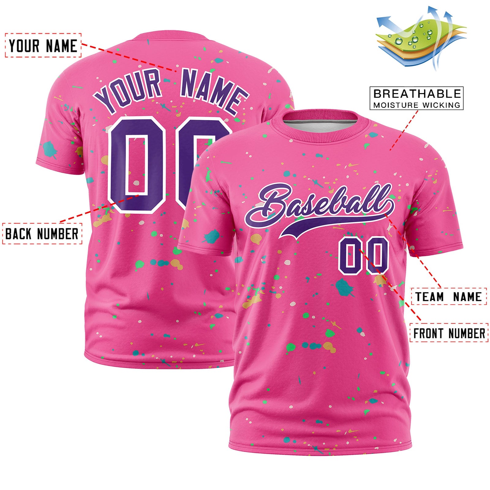 Custom Pink Purple White Spray Painting Graffiti Pattern Personalization T-shirt| KXKSHOP