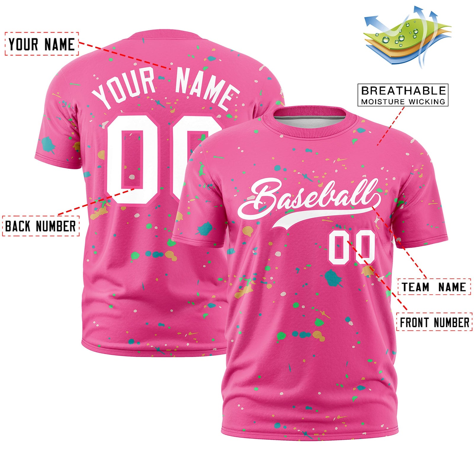 Custom Pink White Spray Painting Graffiti Pattern Personalization T-shirt| KXKSHOP