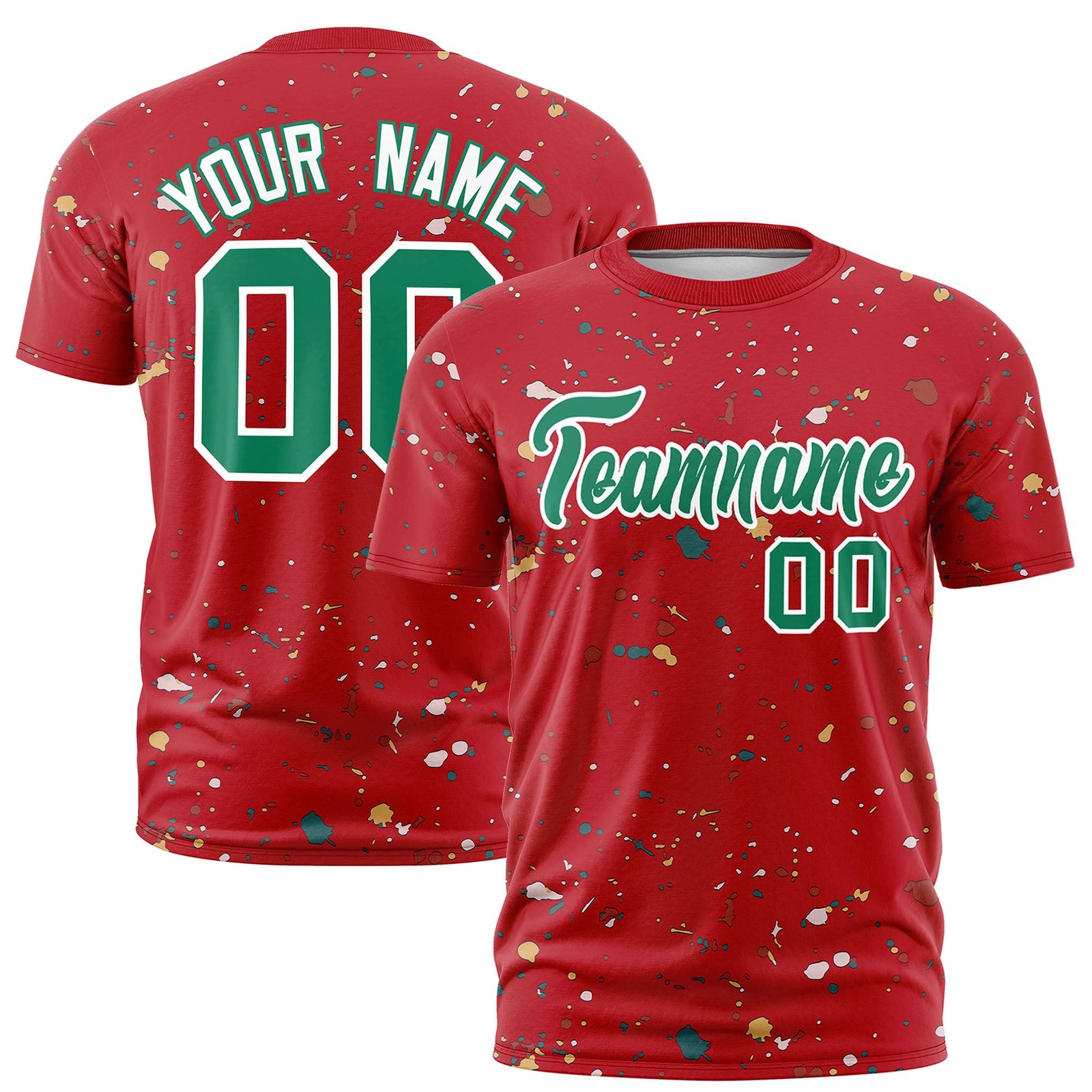 Custom Red Kelly Green White Spray Painting Graffiti Pattern Personalization T-shirt| KXKSHOP