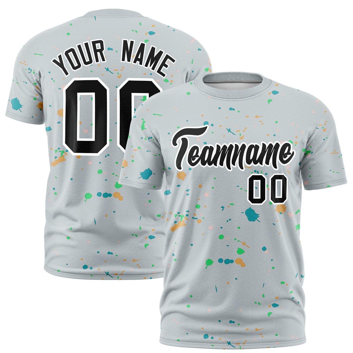 Custom Silver Black White Spray Painting Graffiti Pattern Personalization T-shirt