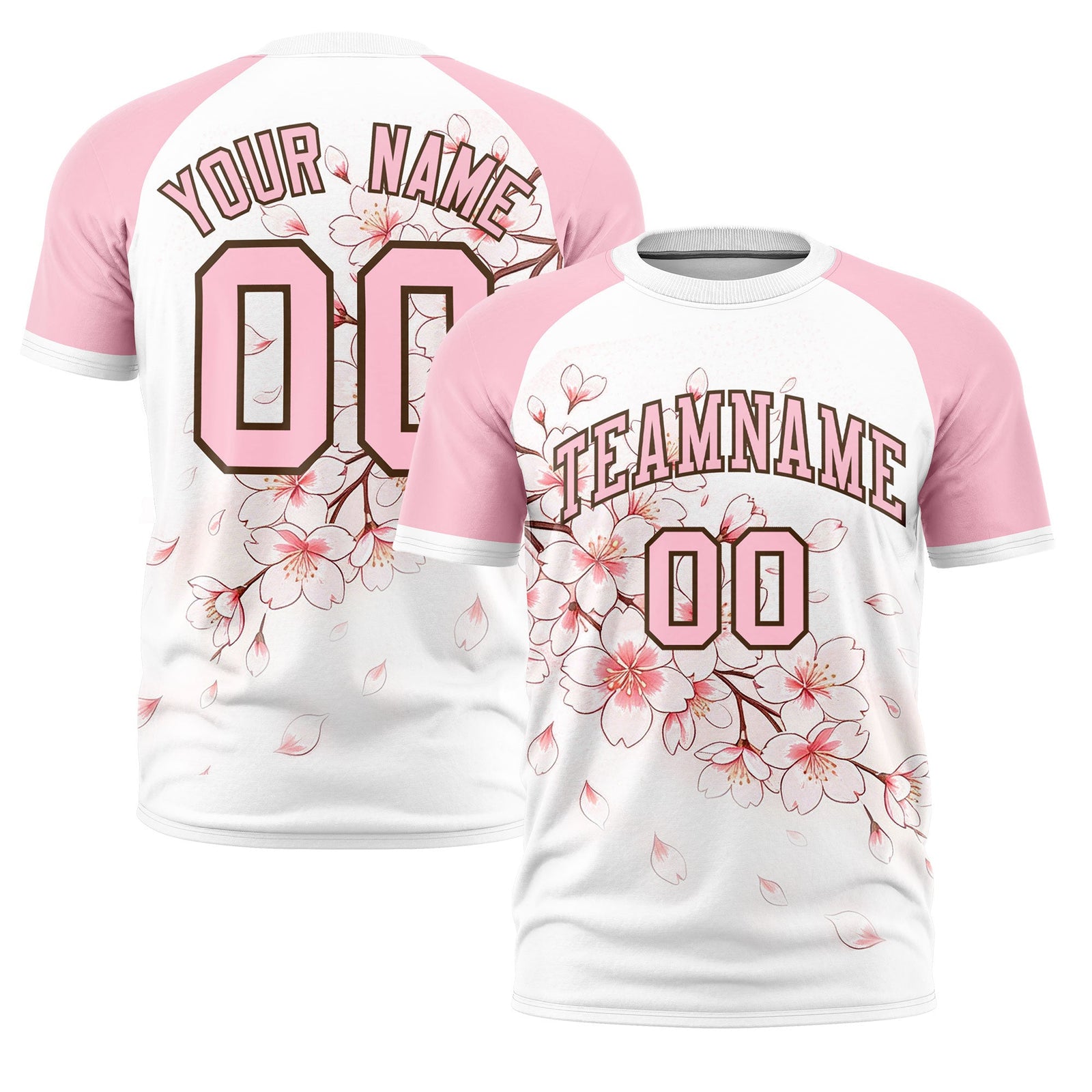 Custom White Light Pink Light Brown Cherry Blossoms Personalization Moisture-Wicking T-shirt| KXKSHOP