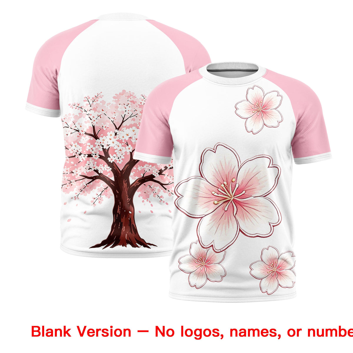 Custom White Light Pink Light Brown Cherry Blossoms Personalization Stretch Fabric T-shirt| KXKSHOP
