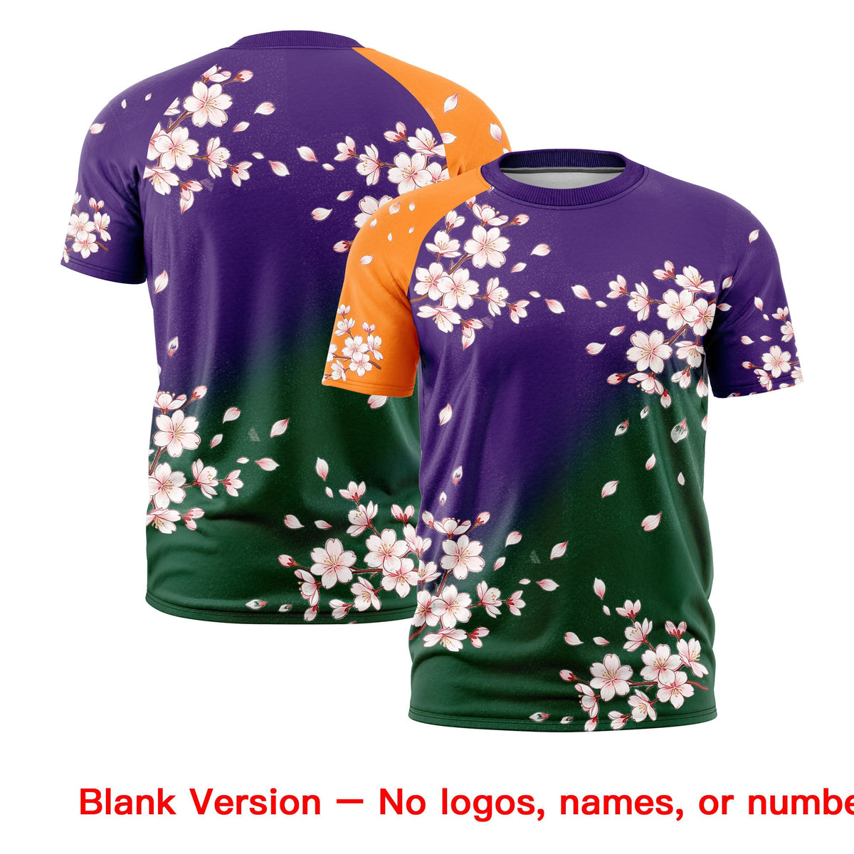 Custom Purple Dark Green Orange Cherry Blossoms Personalization Moisture-Wicking T-shirt| KXKSHOP