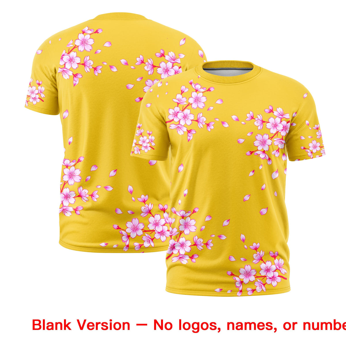 Custom Gold Pink White Cherry Blossoms Personalization Moisture-Wicking T-shirt| KXKSHOP