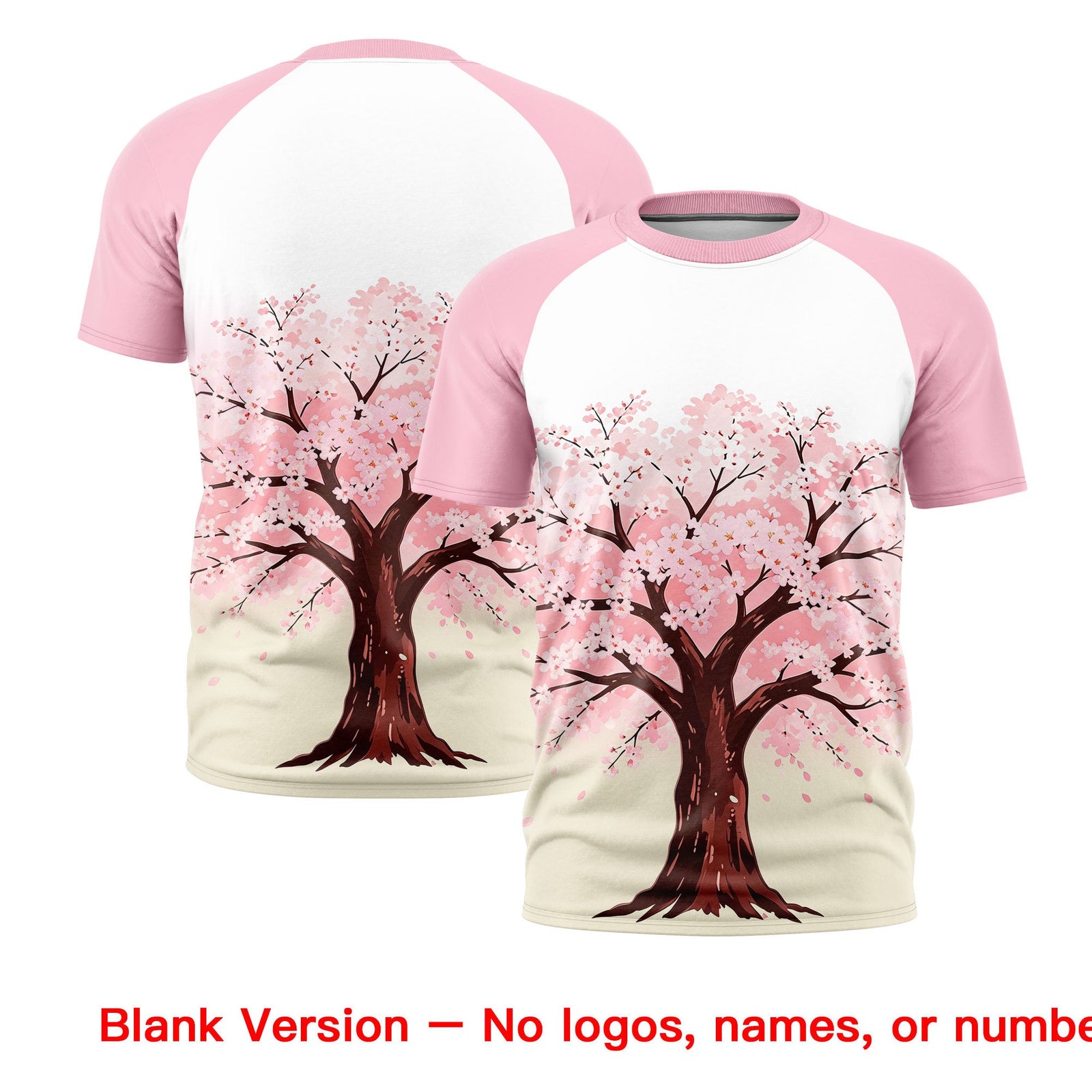 Custom White Light Pink Light Khaki Cherry Blossoms Personalization Stretch Fabric T-shirt| KXKSHOP