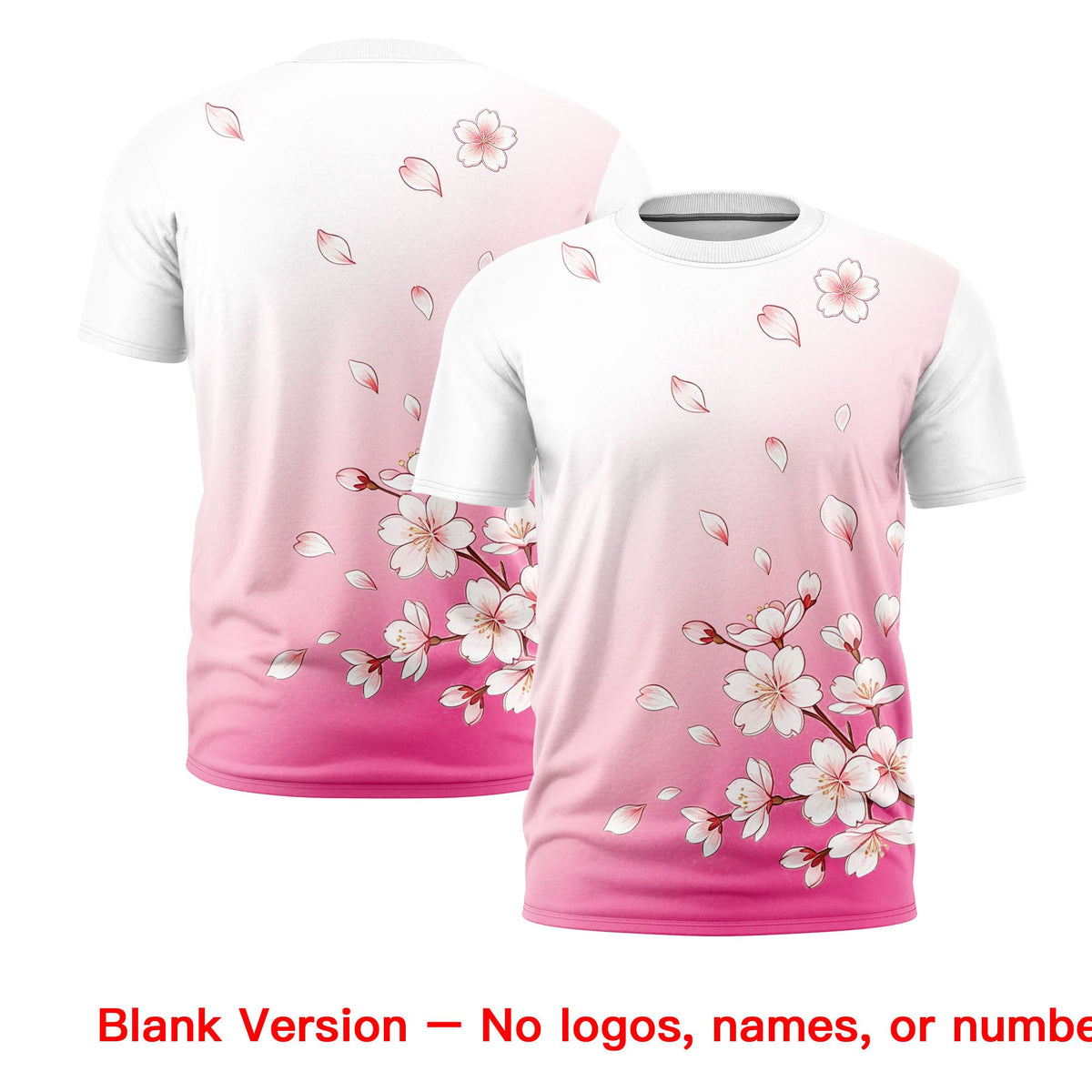 Custom White Pink Gold Cherry Blossoms Personalization Stretch Fabric T-shirt| KXKSHOP