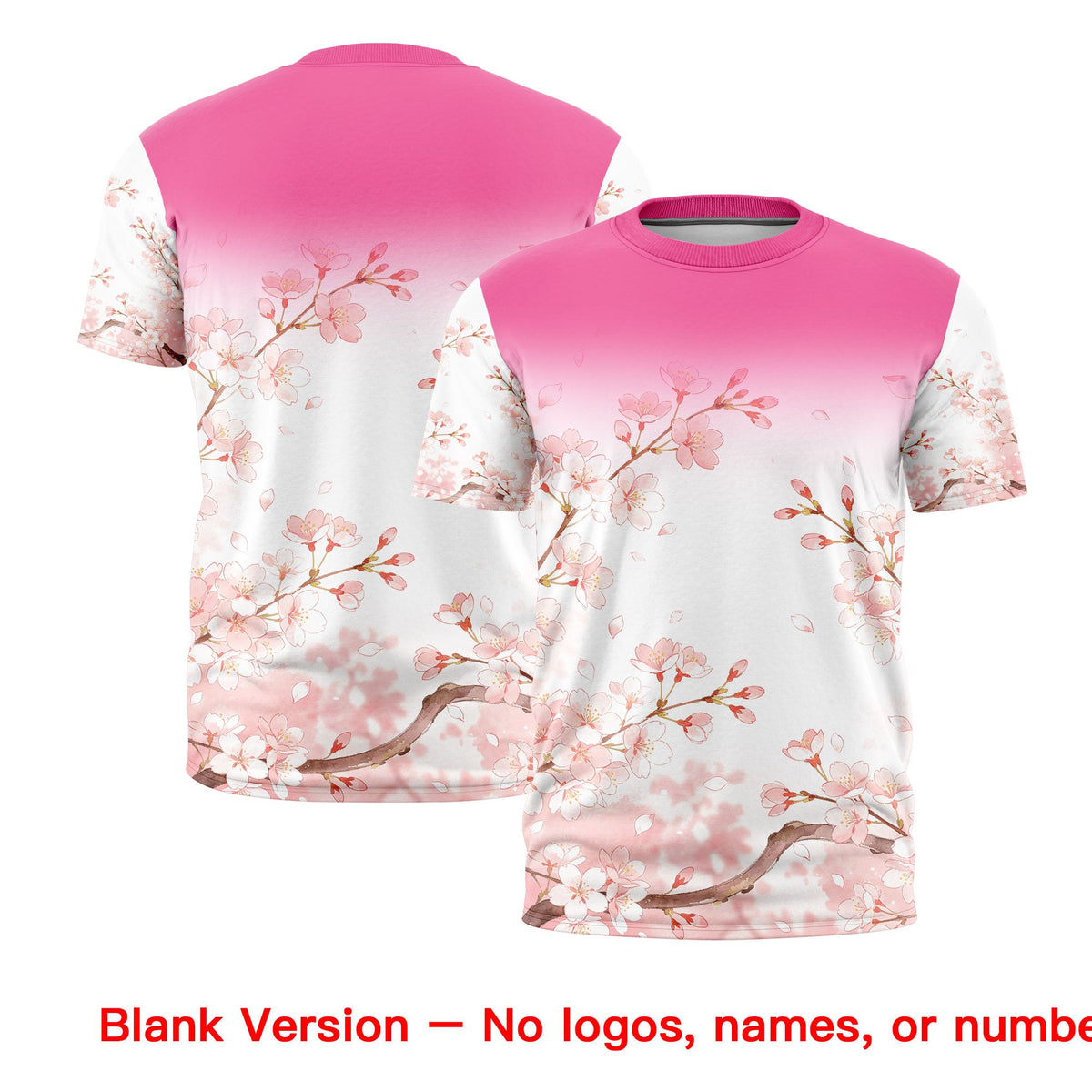 Custom Pink White Light Pink Cherry Blossoms Personalization Stretch Fabric T-shirt| KXKSHOP