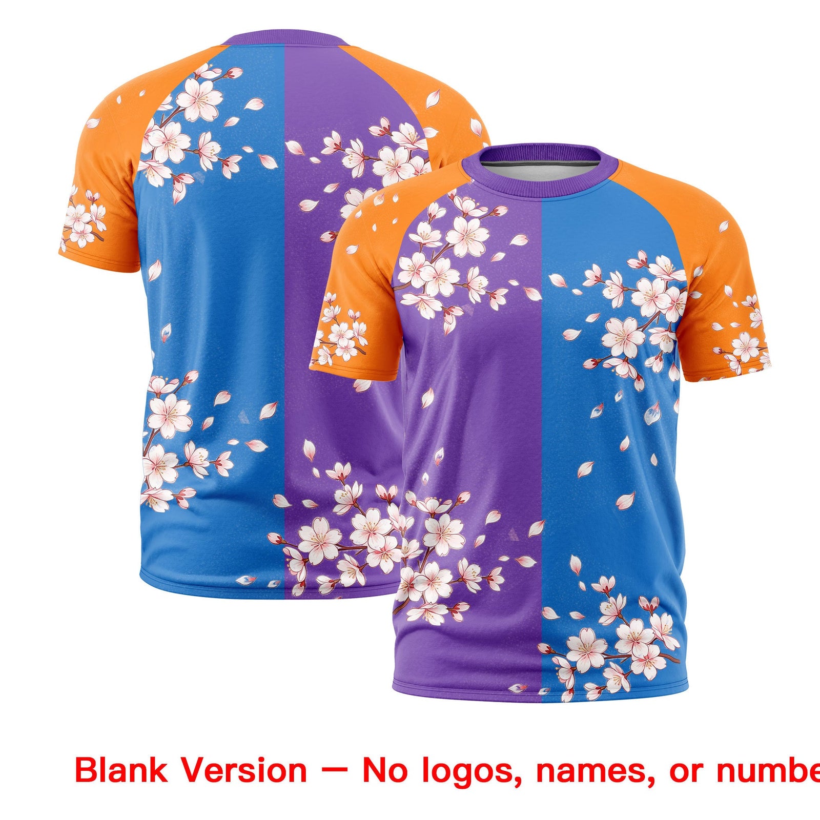 Custom Light Blue Orange White Cherry Blossoms Personalization Stretch Fabric T-shirt| KXKSHOP