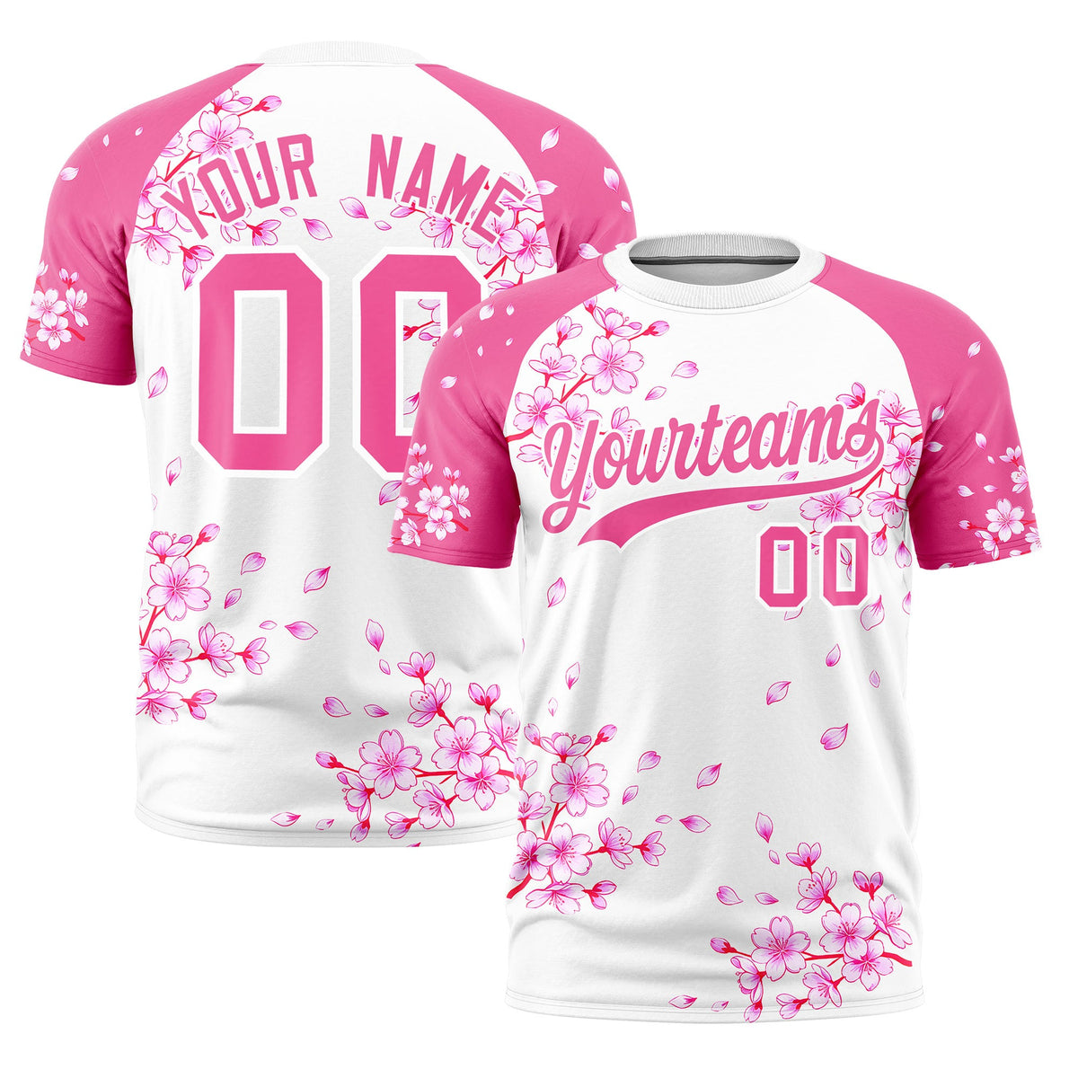 Custom White Pink Cherry Blossoms Personalization Moisture-Wicking T-shirt| KXKSHOP