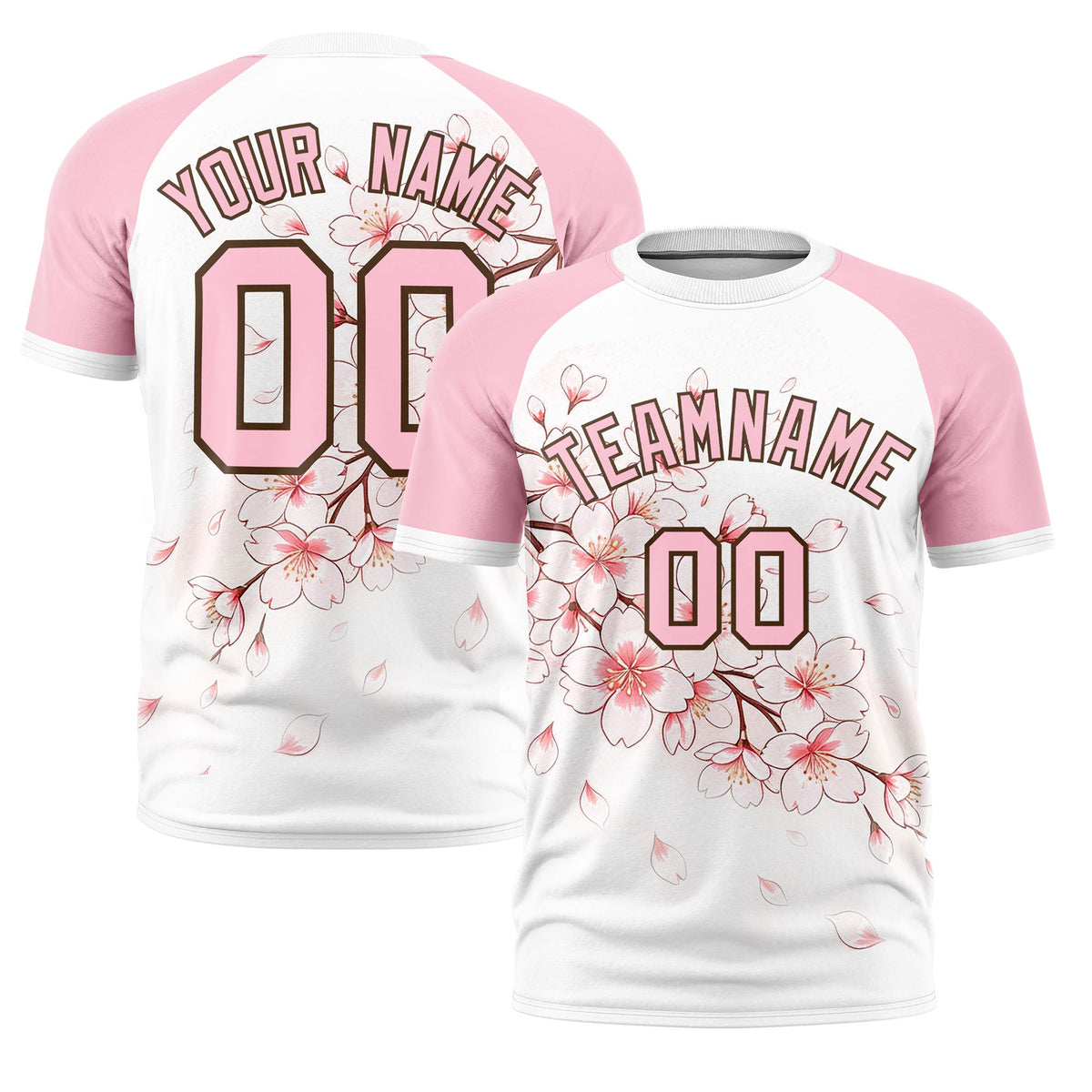 Custom White Light Pink Light Brown Cherry Blossoms Personalization Moisture-Wicking T-shirt| KXKSHOP