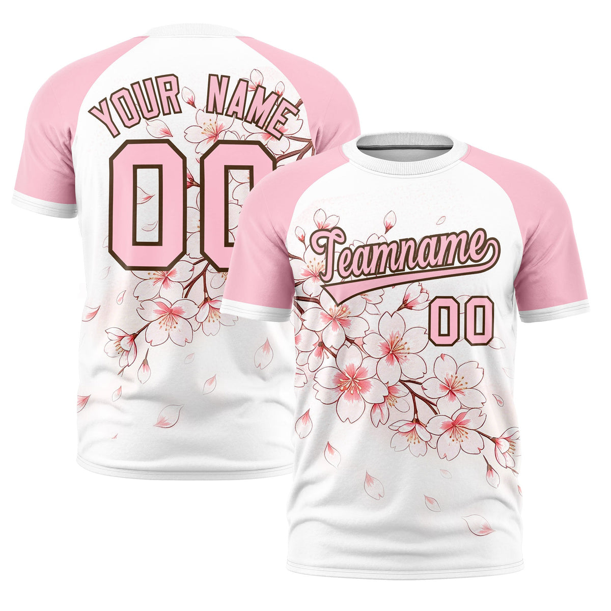 Custom White Light Pink Light Brown Cherry Blossoms Personalization Moisture-Wicking T-shirt| KXKSHOP