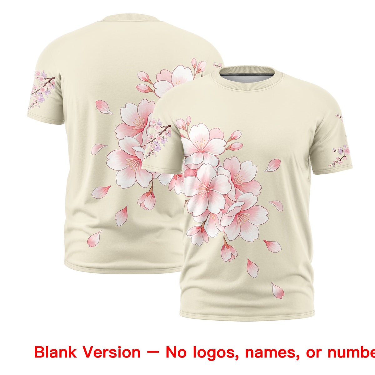 Custom Light Khaki Light Pink Pink Cherry Blossoms Personalization Moisture-Wicking T-shirt| KXKSHOP