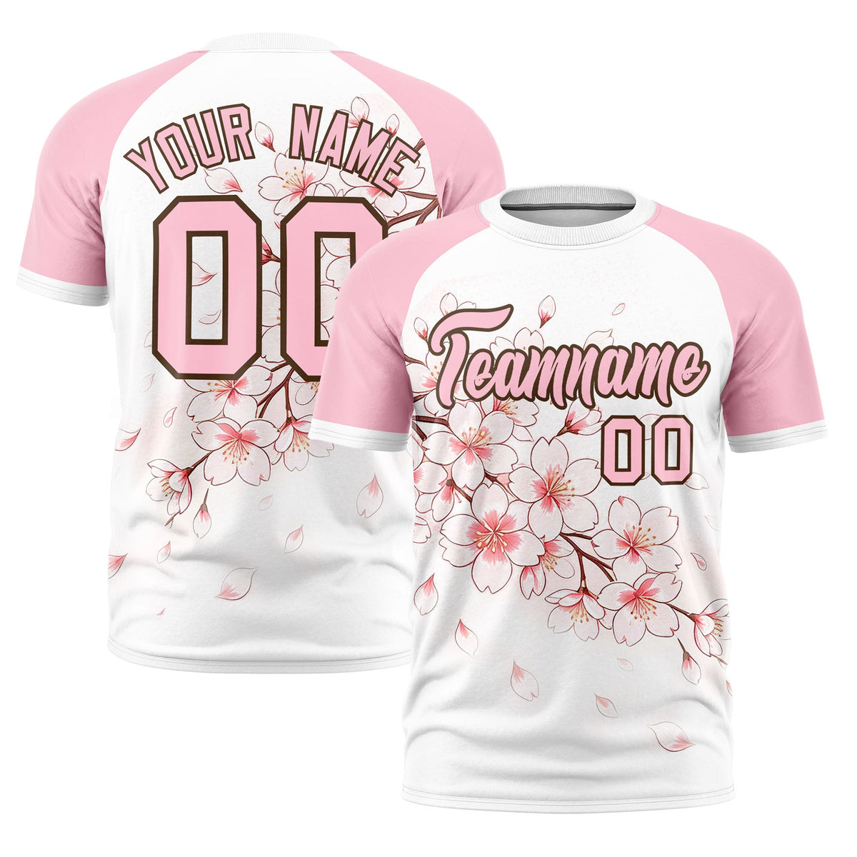 Custom White Light Pink Light Brown Cherry Blossoms Personalization Moisture-Wicking T-shirt| KXKSHOP