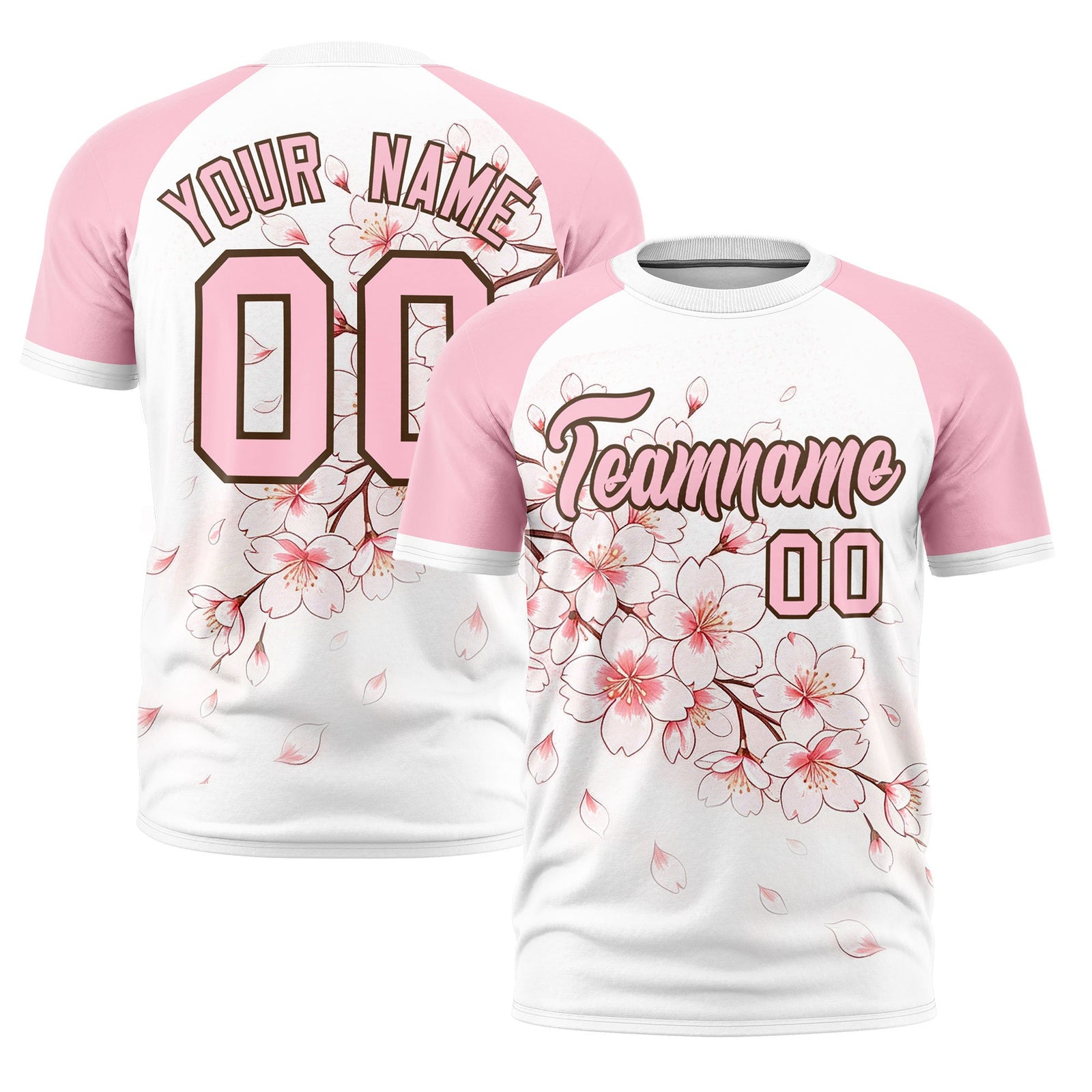 Custom White Light Pink Light Brown Cherry Blossoms Personalization Moisture-Wicking T-shirt| KXKSHOP