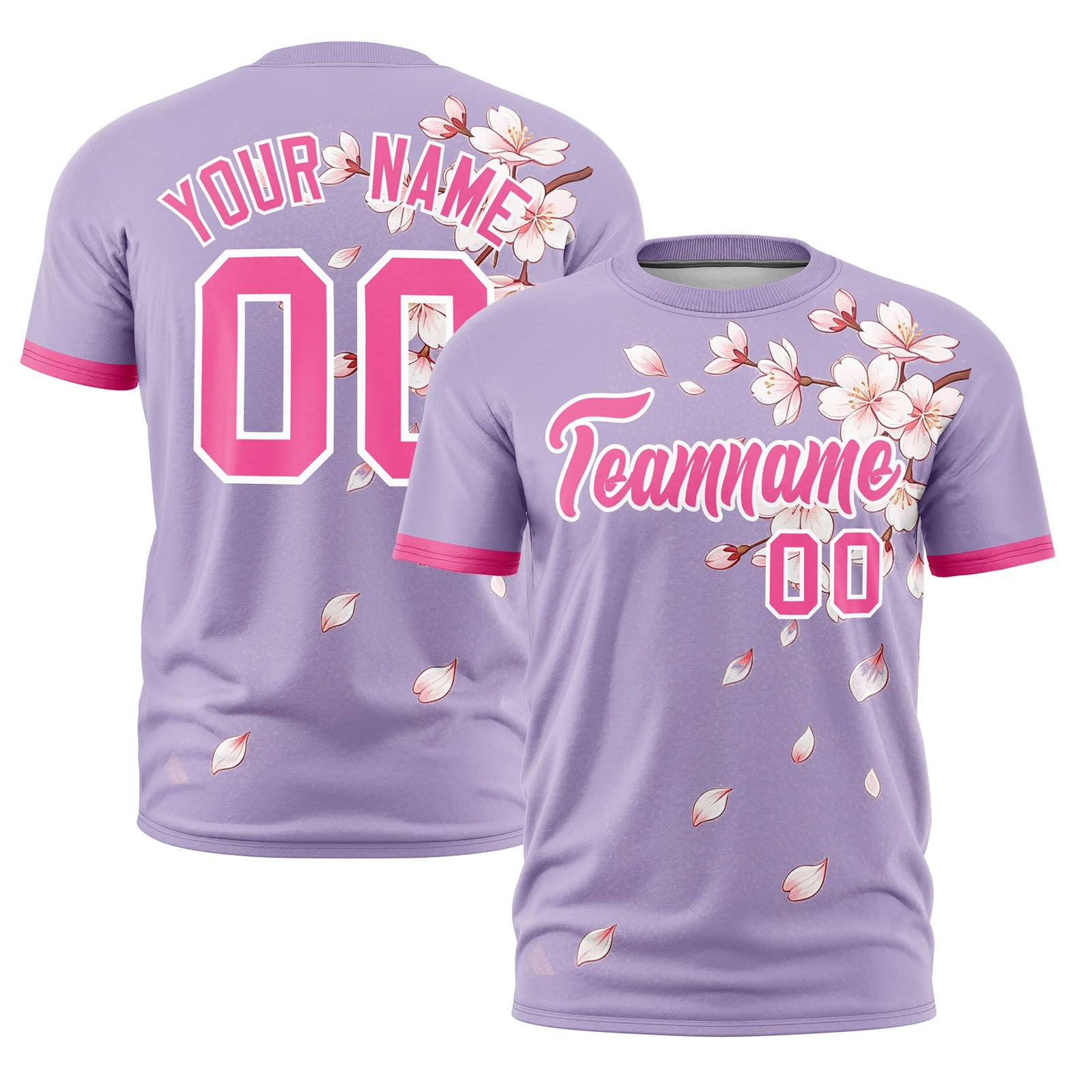 Custom Light Purple Pink White Cherry Blossoms Personalization Stretch Fabric T-shirt| KXKSHOP