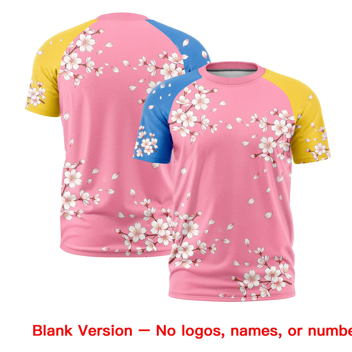 Custom Light Pink Light Blue Gold Cherry Blossoms Personalization Stretch Fabric T-shirt| KXKSHOP
