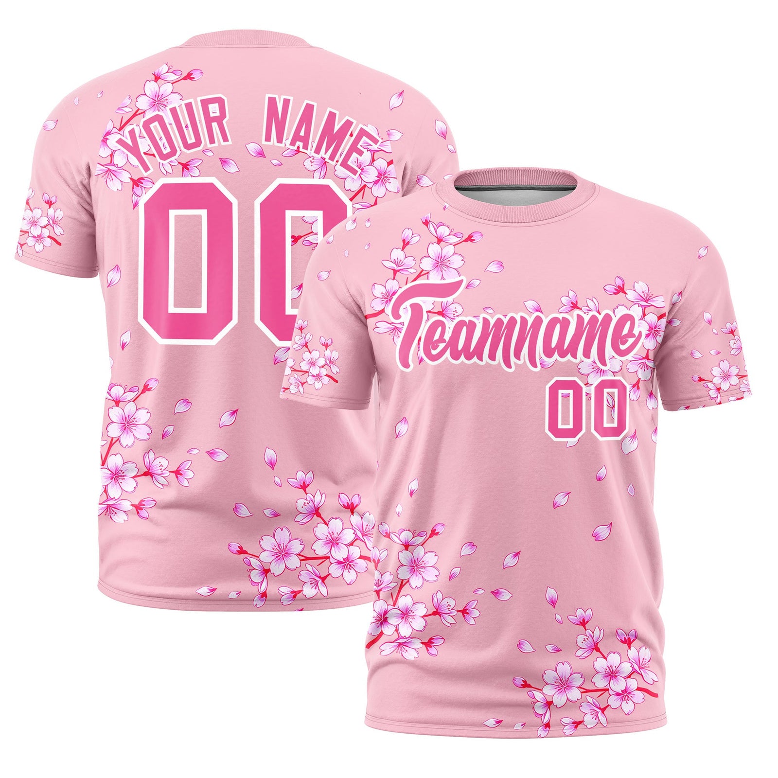 Custom Light Pink Pink White Cherry Blossoms Personalization Stretch Fabric T-shirt| KXKSHOP