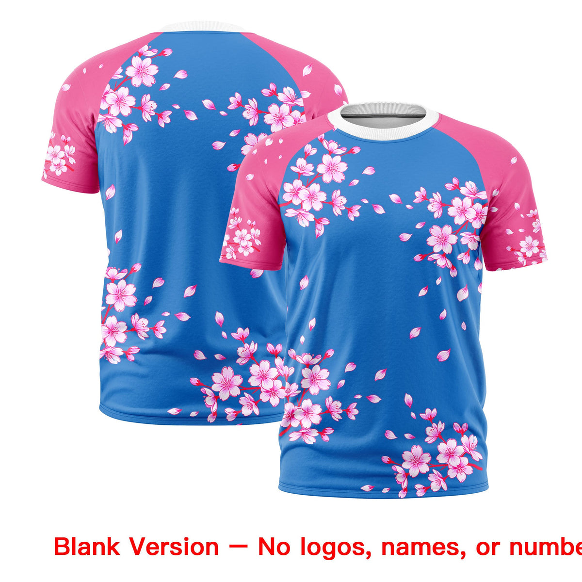 Custom Light Blue Pink White Cherry Blossoms Personalization Stretch Fabric T-shirt| KXKSHOP