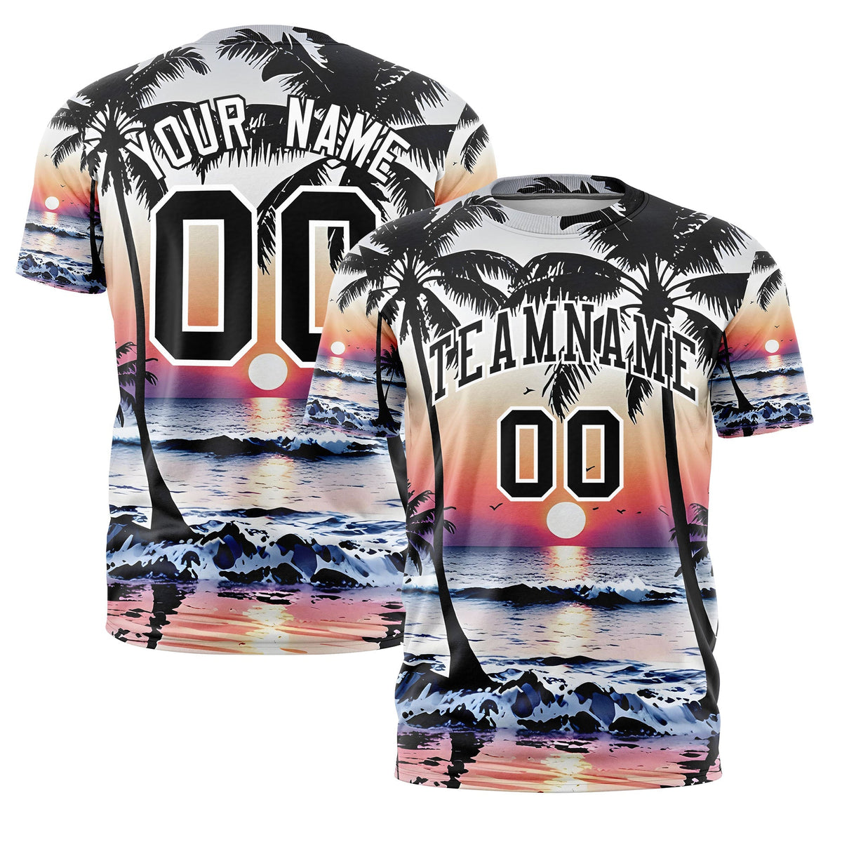 Custom Black White Graffiti Pattern Hawaiian Style T-shirt| KXKSHOP