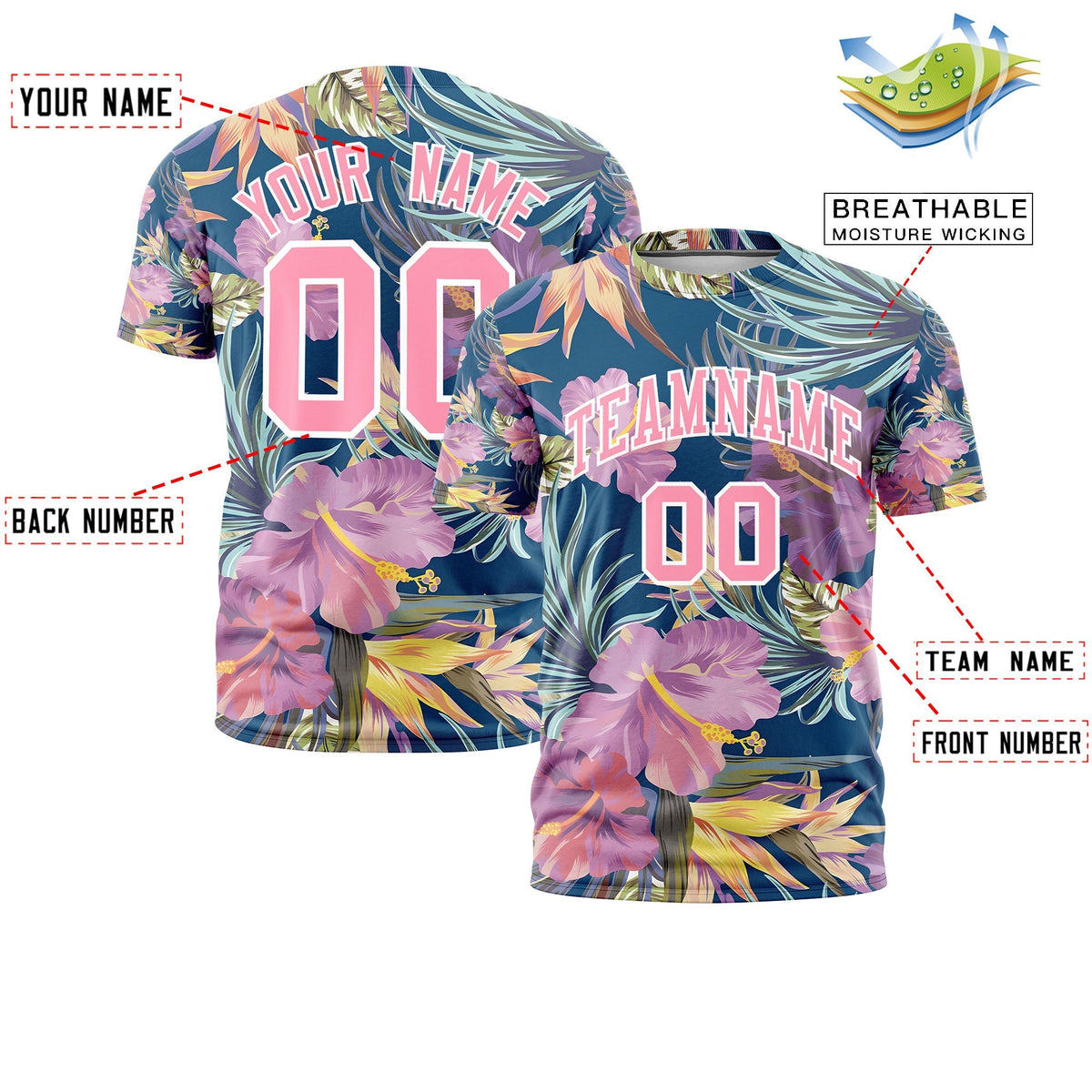 Custom Light Pink White Graffiti Pattern Hawaiian Style T-shirt| KXKSHOP