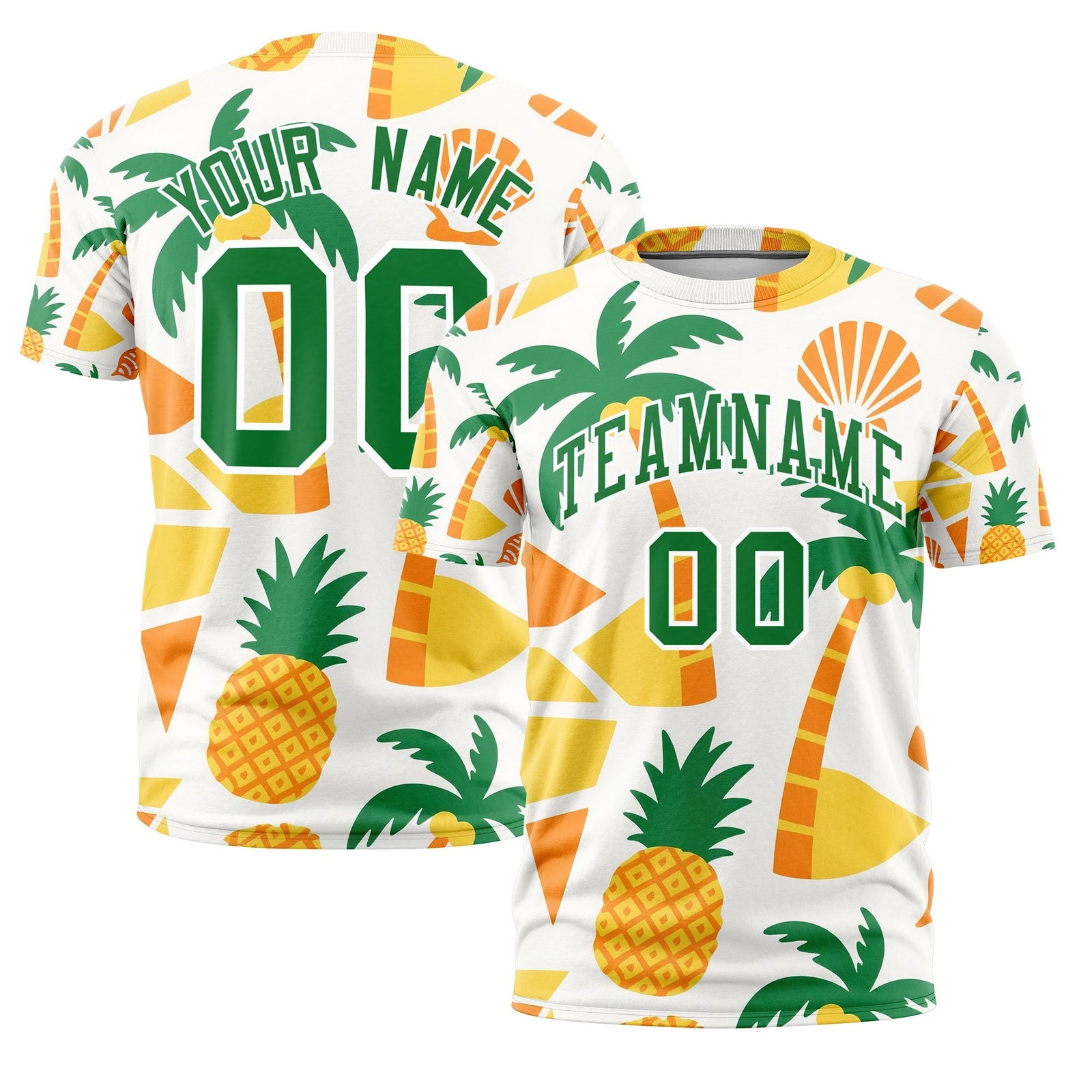 Custom Kelly Green White Graffiti Pattern Hawaiian Style T-shirt| KXKSHOP
