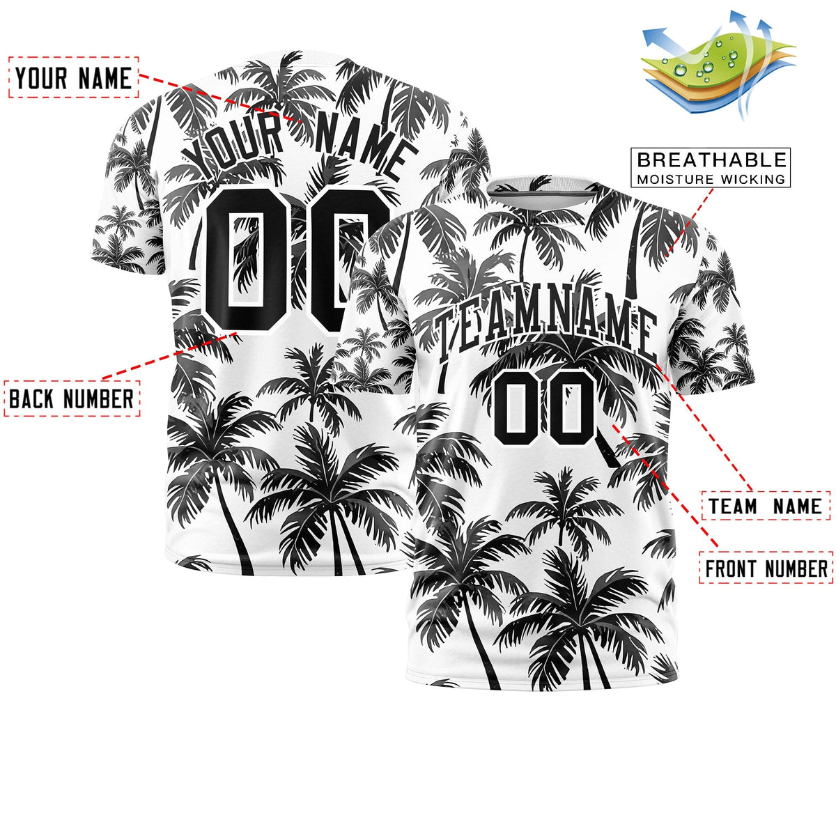 Custom Black White Graffiti Pattern Hawaiian Style T-shirt| KXKSHOP