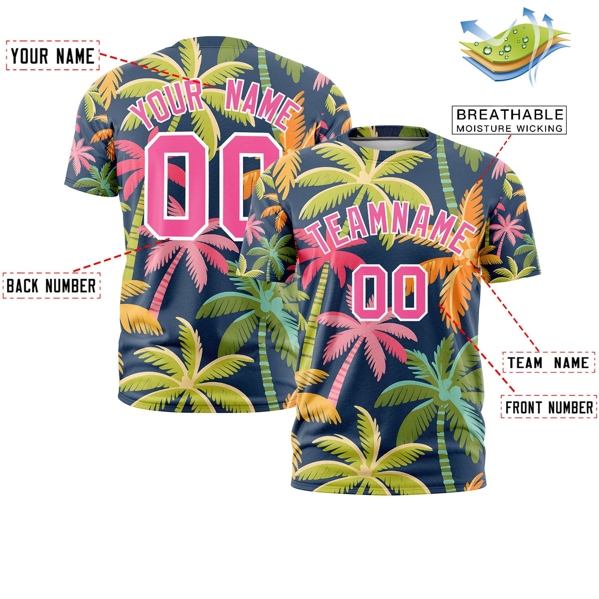 Custom Pink White Graffiti Pattern Hawaiian Style T-shirt| KXKSHOP