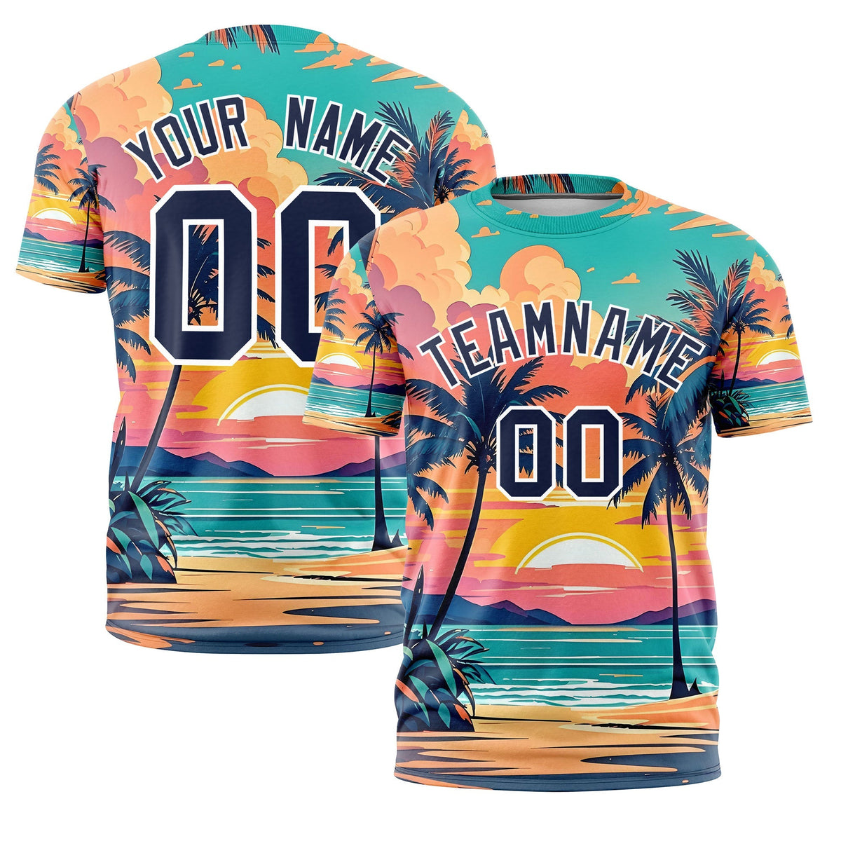 Custom Navy White Graffiti Pattern Hawaiian Style T-shirt| KXKSHOP