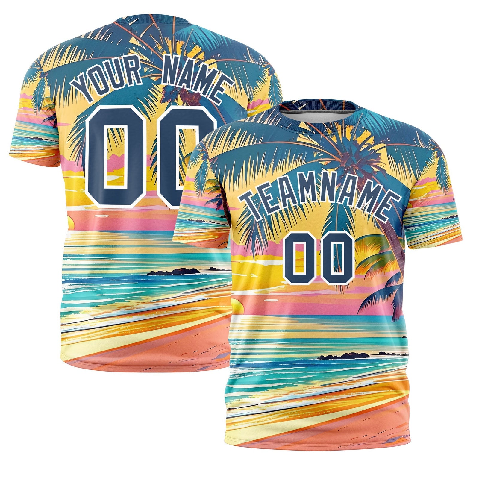 Custom Midnight Blue White Graffiti Pattern Hawaiian Style T-shirt| KXKSHOP