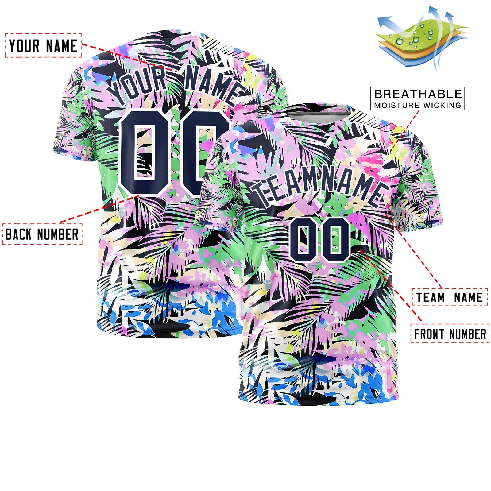 Custom Navy White Graffiti Pattern Hawaiian Style T-shirt| KXKSHOP